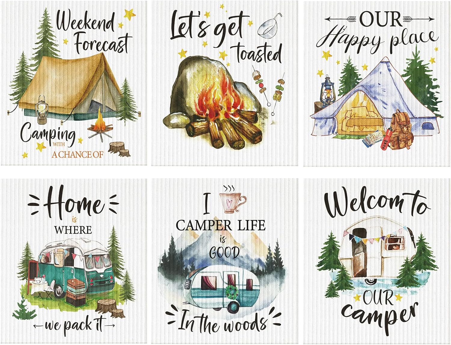 1 Used. 6 Pieces Swedish Kitchen Dish Towels Kitchen Cloths Reusable Sponge Cleaning Cloths Absorbent Dish Cloth No Odor Hand Towel Quick Drying Washable Cleaning Wipes (Camping Style)