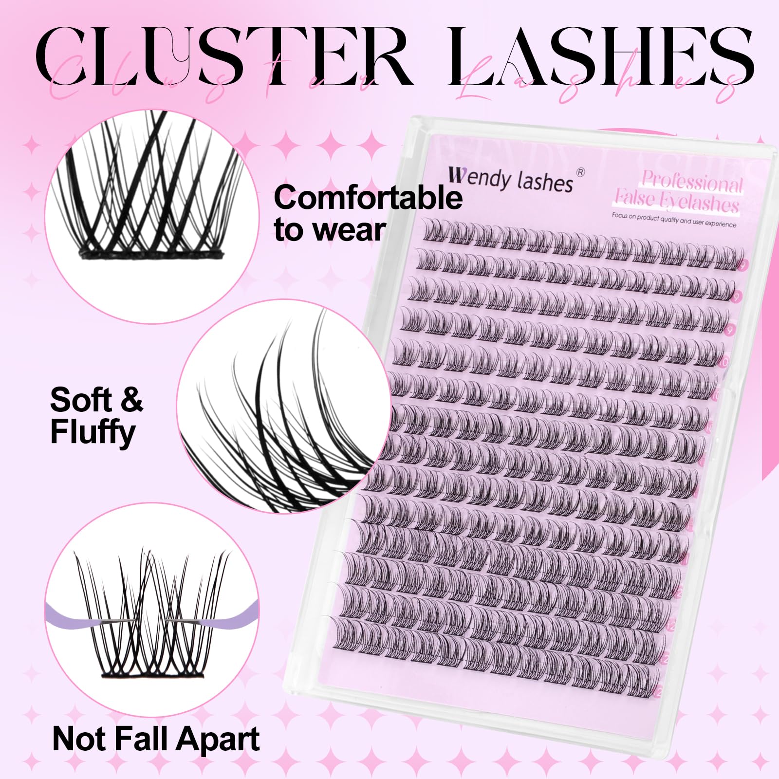 Lash Clusters Kit Natural Eyelashes Individual D-Curl Soft Cluster Lashes SLYW 9-12mm Mixed Russian DIY Lash Extension Kit with Lash Bond and Seal(FK/KIT-SLYW-D-Mix912) - Image 2