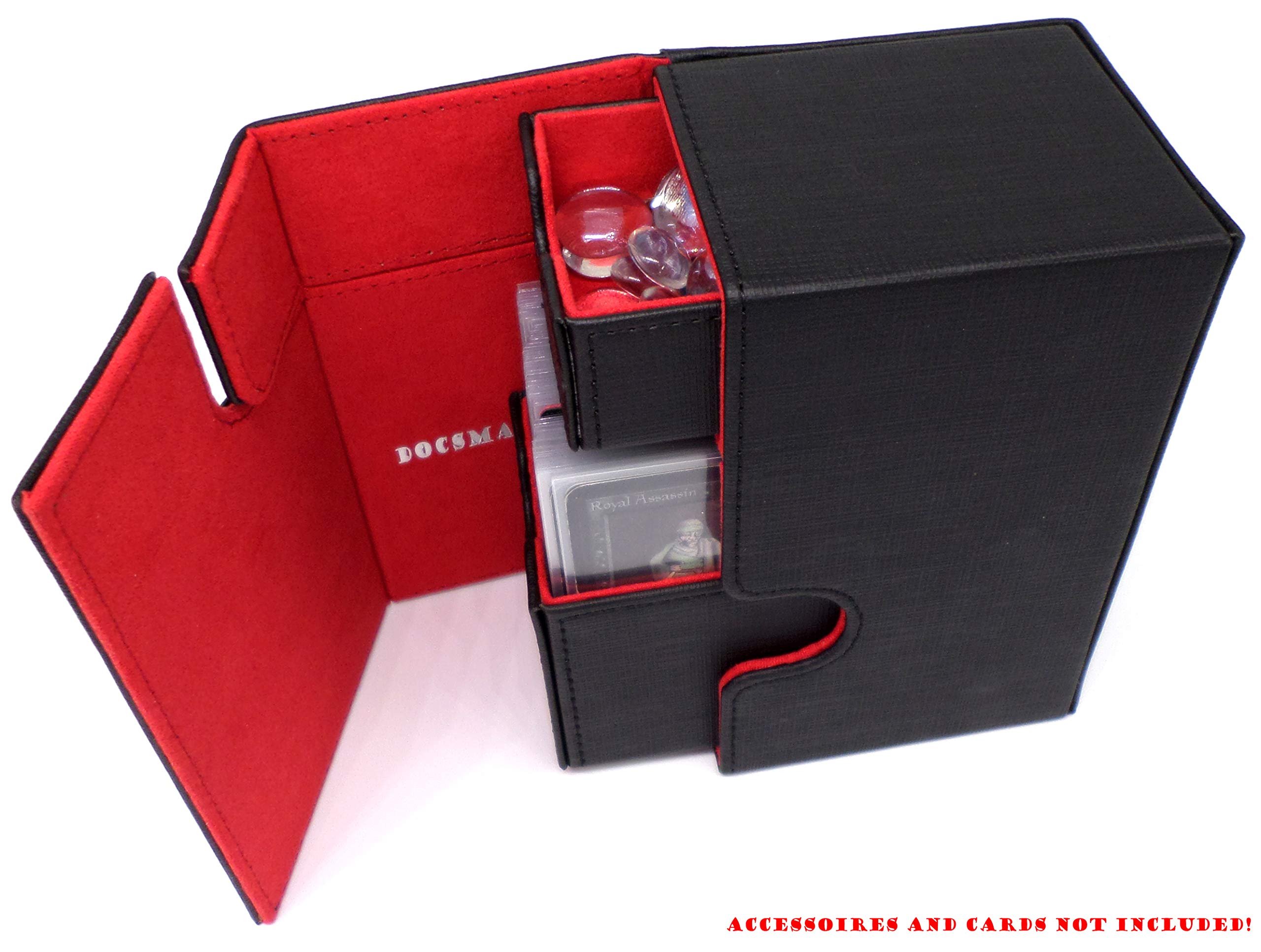 docsmagic.de Premium Magnetic Tray Box (80) Black/Red + Deck Divider - MTG PKM YGO - Caja Negra/Roja — view 6
