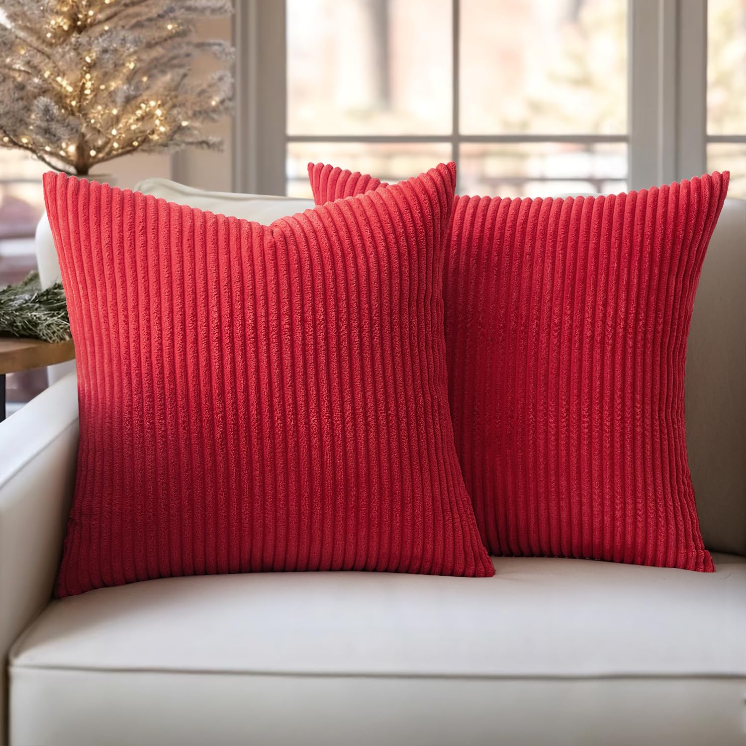 Slozzi 2er Set Kordsamt Kissenbezug Kissenbezüge Kissenhülle Sofakissen Dekokissenbezug Couchkissen Weich für Sofa Schlafzimmer Wohnzimmer Balkon