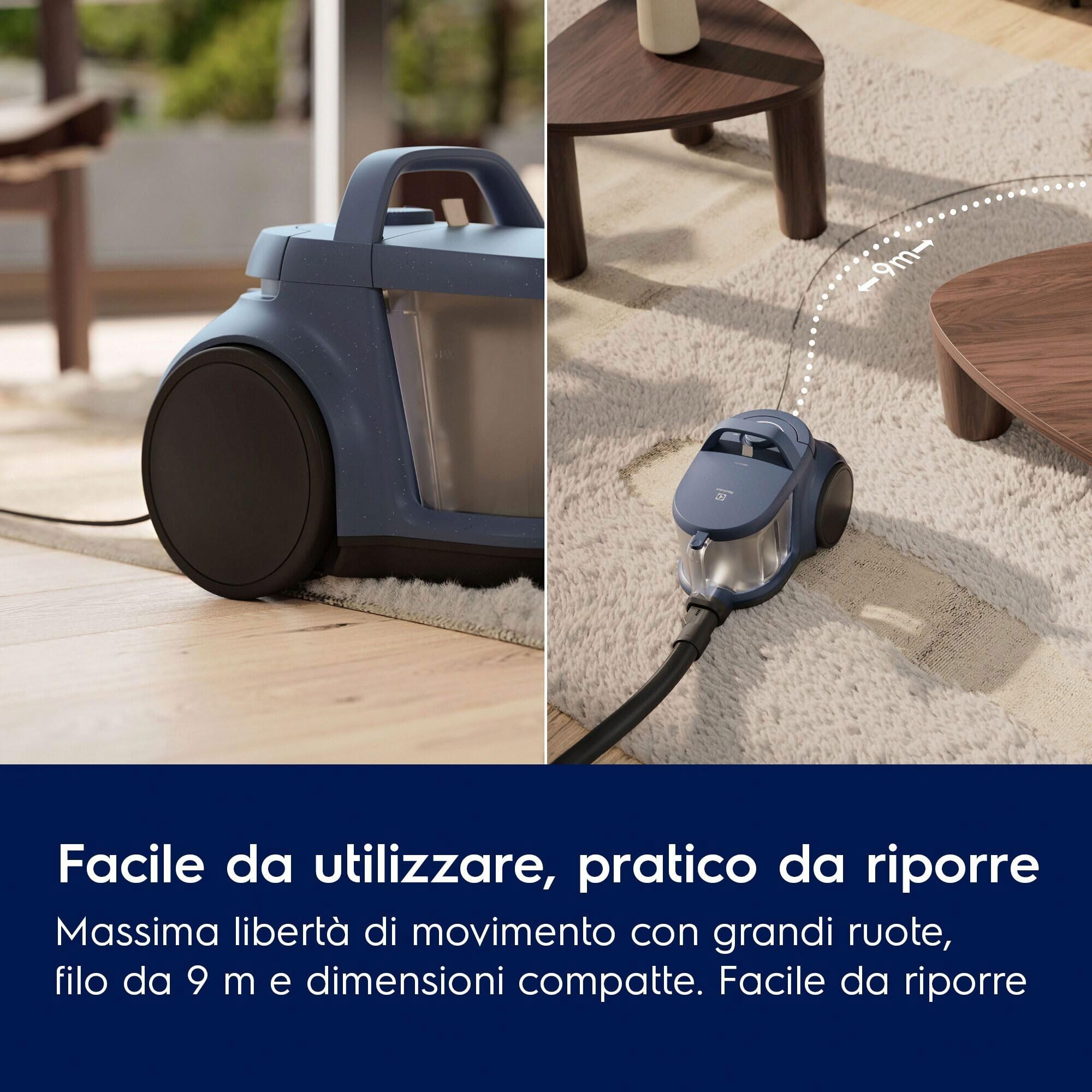 Electrolux Animal 500 Aspirapolvere a Traino Senza Sacco, EL51A2UG, Spazzola Turbo per Peli di Animali, Tecnologia ciclonica, Capacitá 2 Litri, Filtro HEPA, 78 dB(A), Grigio