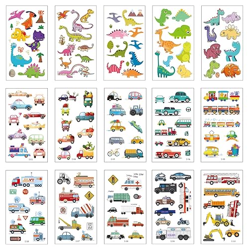 Miniatura 3 de Apeso Kit de 30 hojas de tatuajes temporales para niños, 300 calcomanías de tatuaje lindas y falsas, impermeables, recuerdos de fiesta de cumpleaños