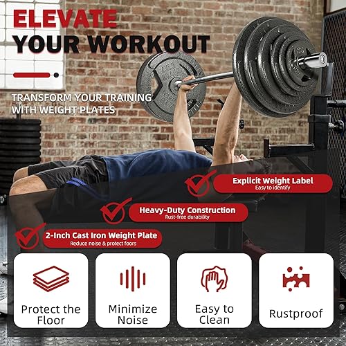 Miniatura 4 de Signature Fitness Juegos de mancuernas de hierro fundido de 2 pulgadas