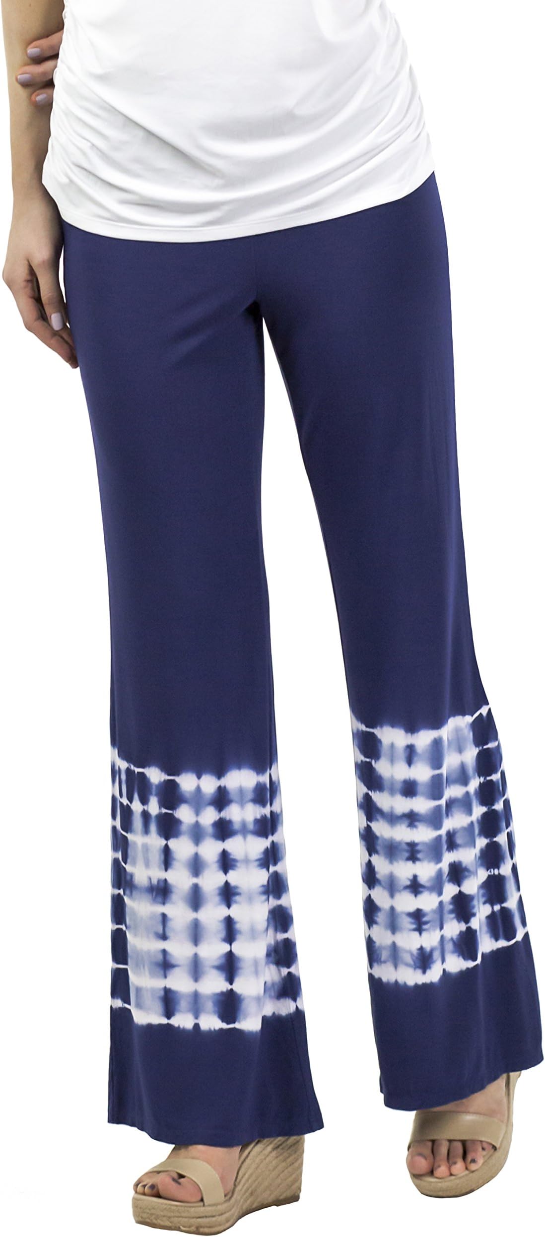 Sassimi Women's Bamboo Rayon Tie Dye Pants Indigo (Large (12-14))