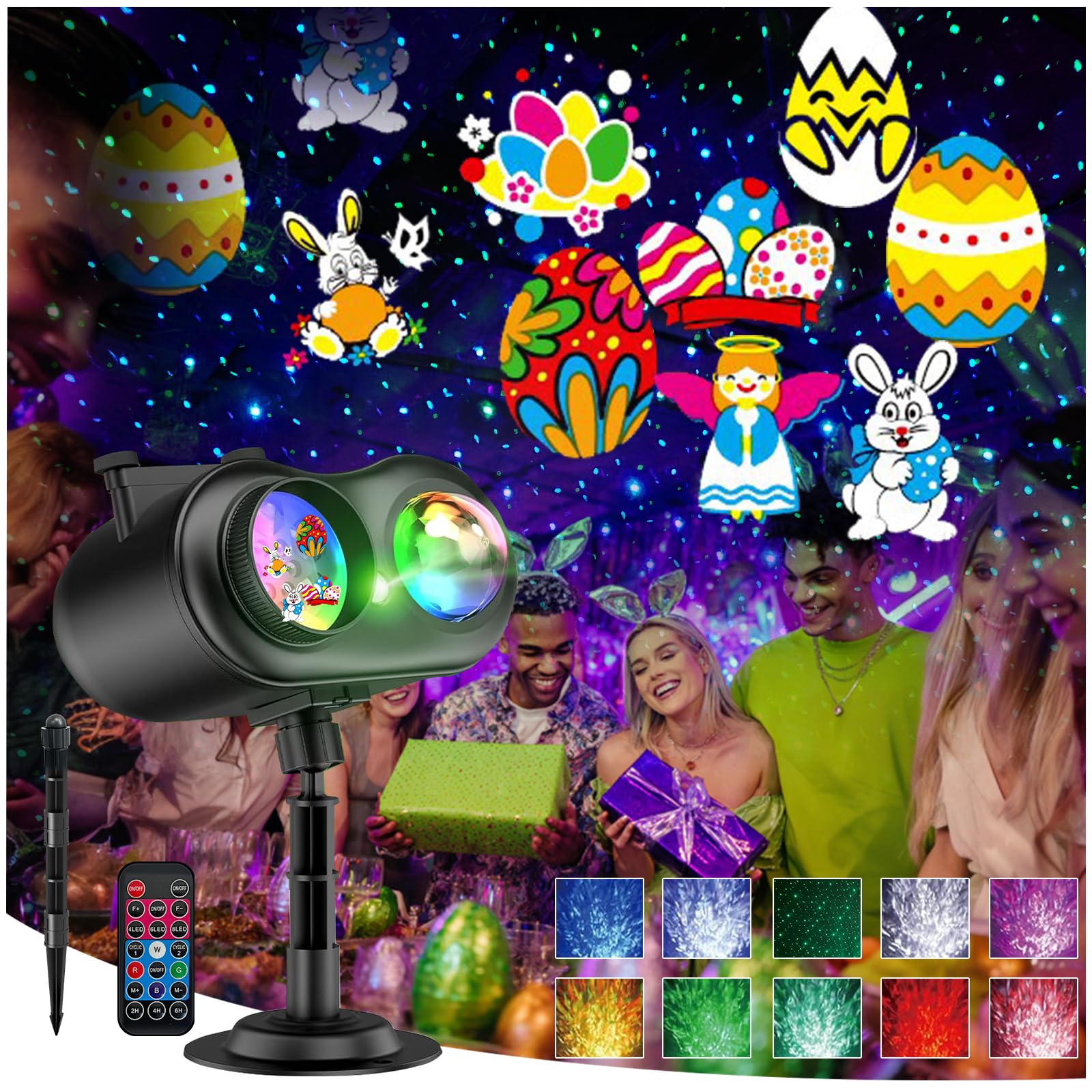 LIFFY Weihnachtsprojektor-Lichter für den Außenbereich – 3-in-1 HD-Effekte (Weihnachts-Laserlichter + Ozeanwelle + 10 Dias & 10 Farben), wasserdicht mit Timer, Urlaubs-Landschaftslicht für Innen- und