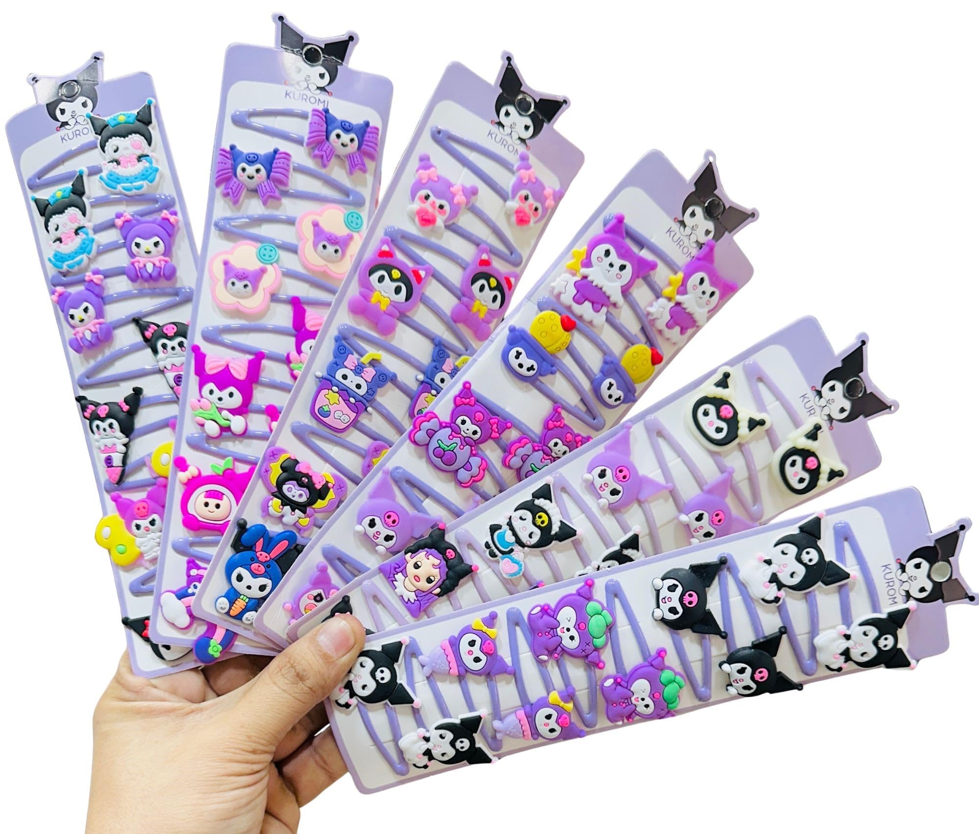 Luxelocks Pack of 10 pcs Kids Tic Tac Hair Clips Set, Cute Cartoon Animal Design, Purple Pink Multi-Color, Girls Hair Accessories, Decorative Snap Barrettes-image-24