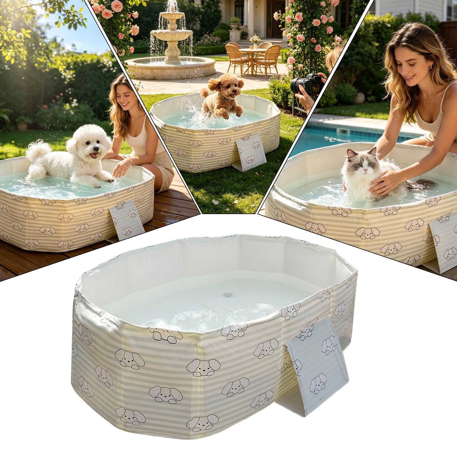 Piscina De Chapoteo Para Perros Plegable Antideslizante Portátil Bañera de