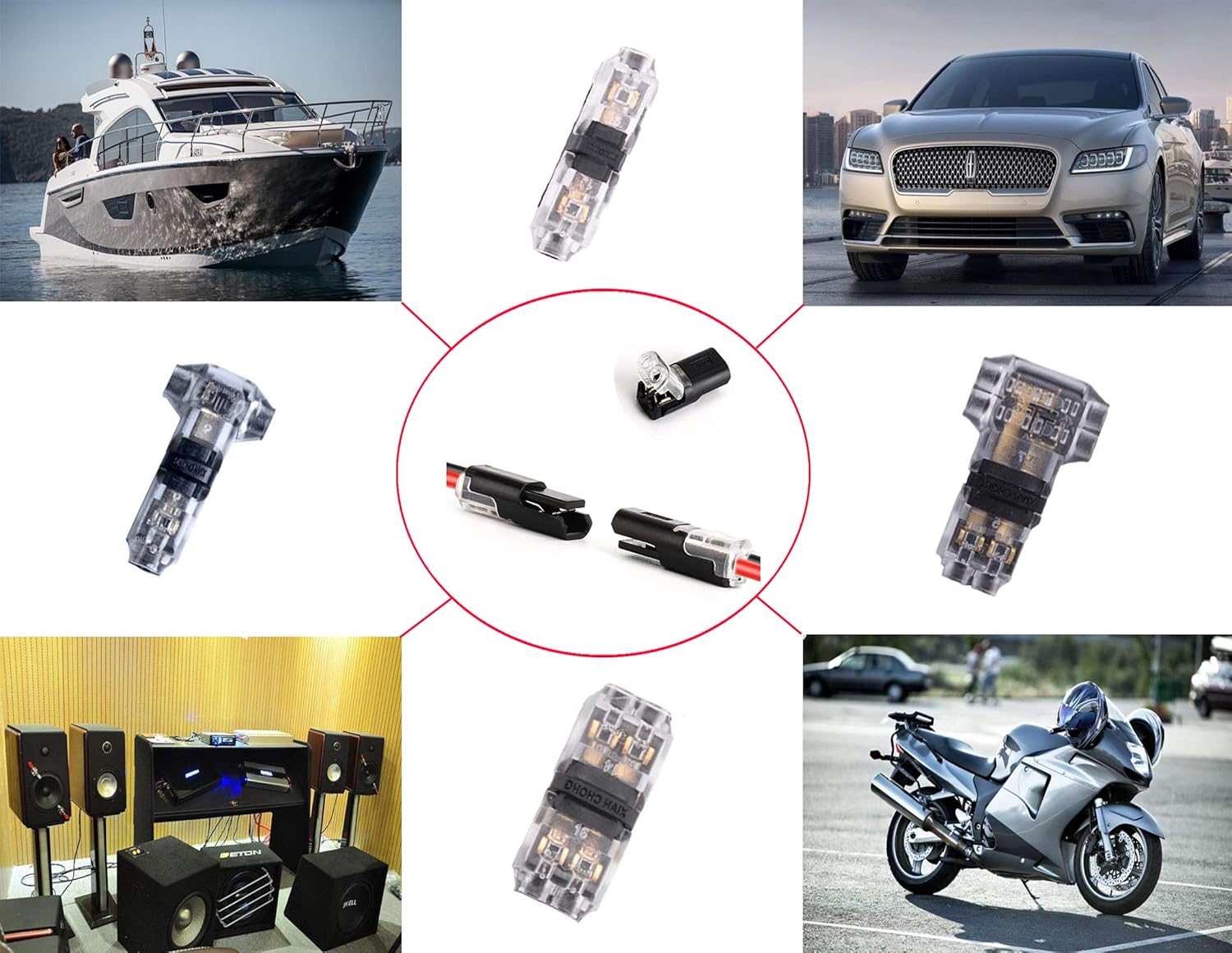 IEUYO Universal Compact Wire Split Connector kit,T Tap Connectors, No Wire-Stripping Required, Toolless Wire Connectors, Quick Splice Wire Wiring Connector 5Types/30Pcs : Electronics