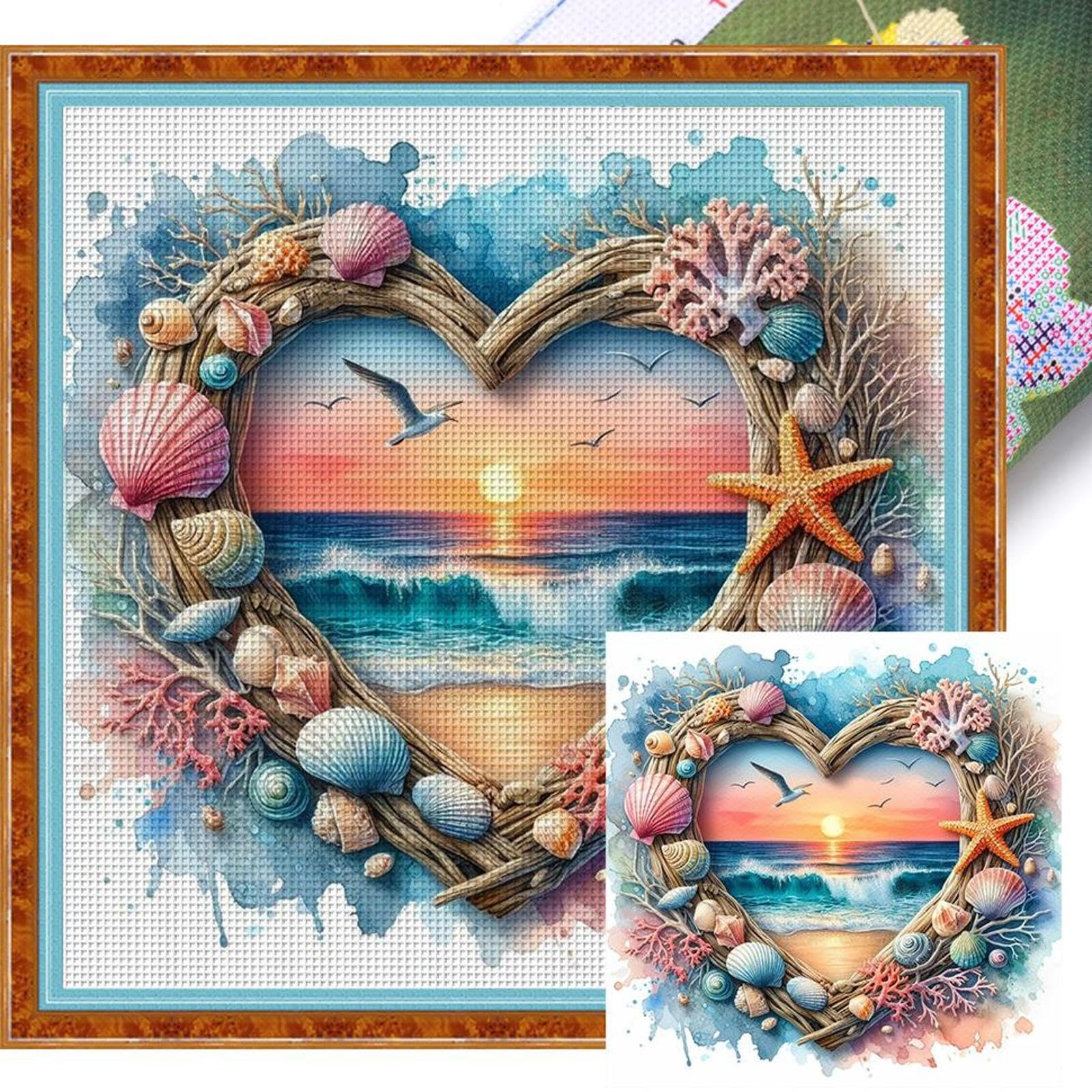 Full Embroidery Cotton Thread 11CT Sunset Cross Stitch Kit 40x40cm