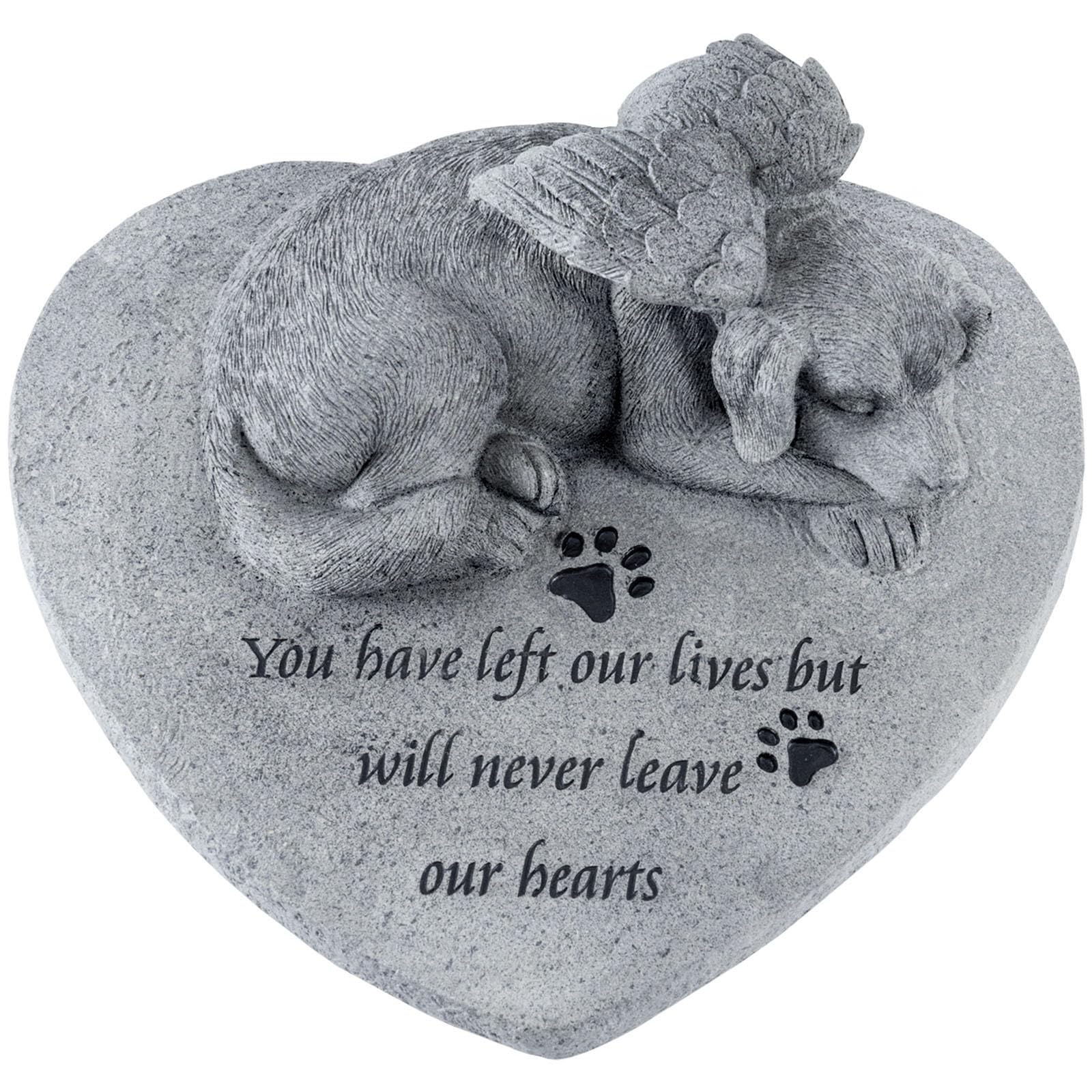 MyGift 9 Inch Resin Pet Memorial Garden Stone, Dog Loss Sympathy Remembrance Gift with Dog Angel Sculpture, in Loving Memory Plaque for Dog Lovers & Dog Mom Gray