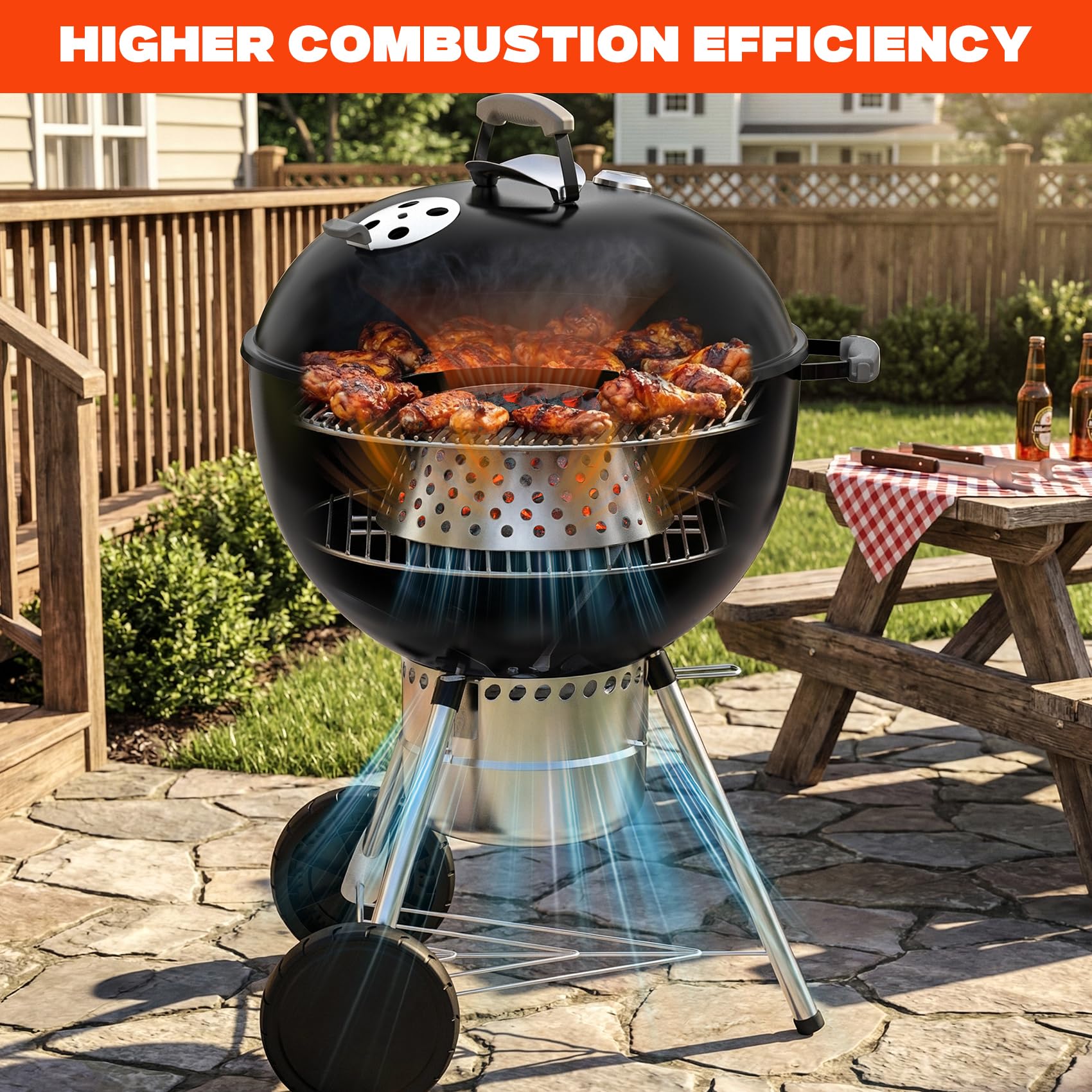 onlyfire Panier à Charbon Perforé, Favorise la Circulation de l’Air et Une Combustion Uniforme, Accessoires pour Weber Kettle 57 et 67 cm, Compatible avec Big Green Egg, Kamado Joe