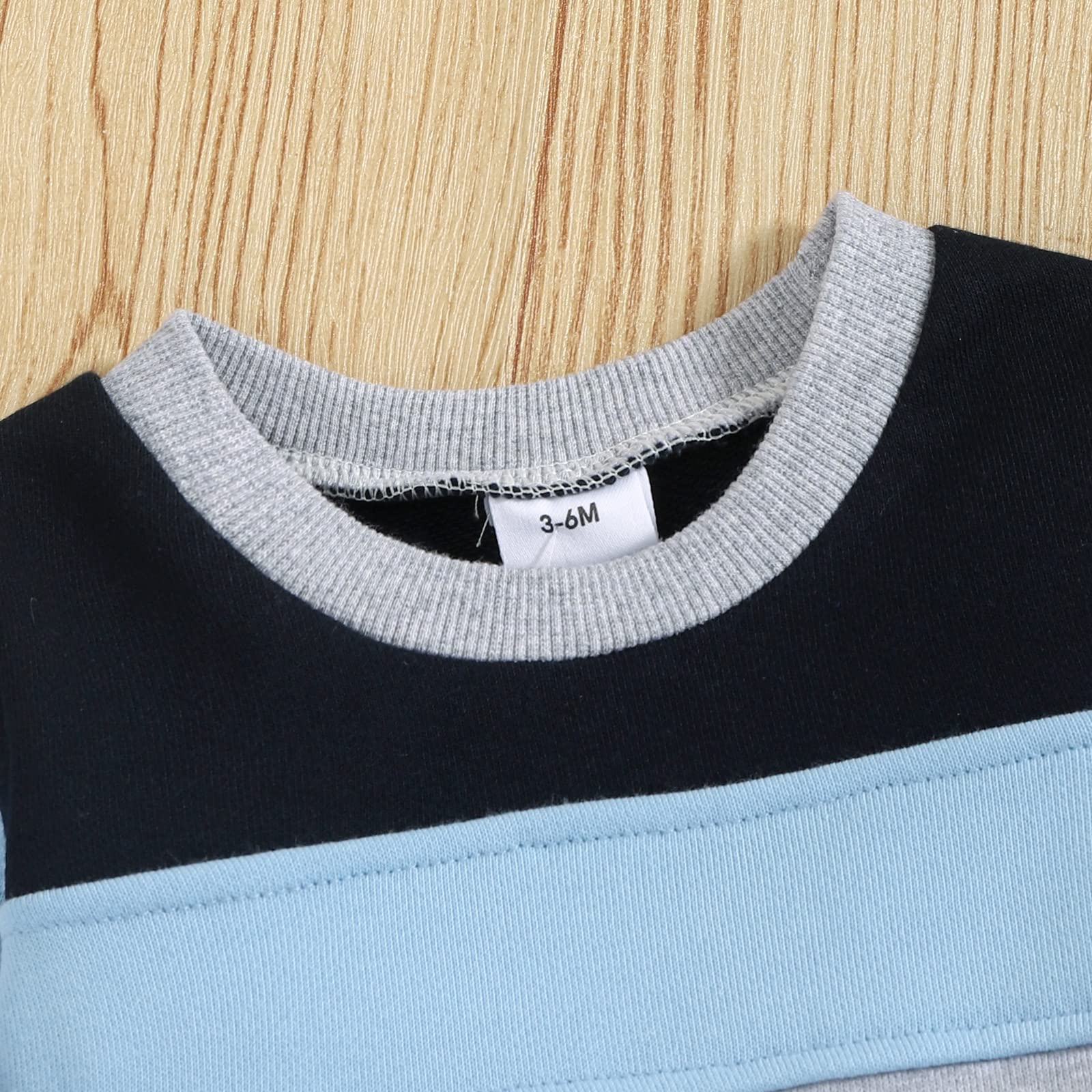 Conjunto de ropa de bebé niño traje infantil sudadera + pantalones 2 piezas, Azul / Patchwork, 18-24 meses