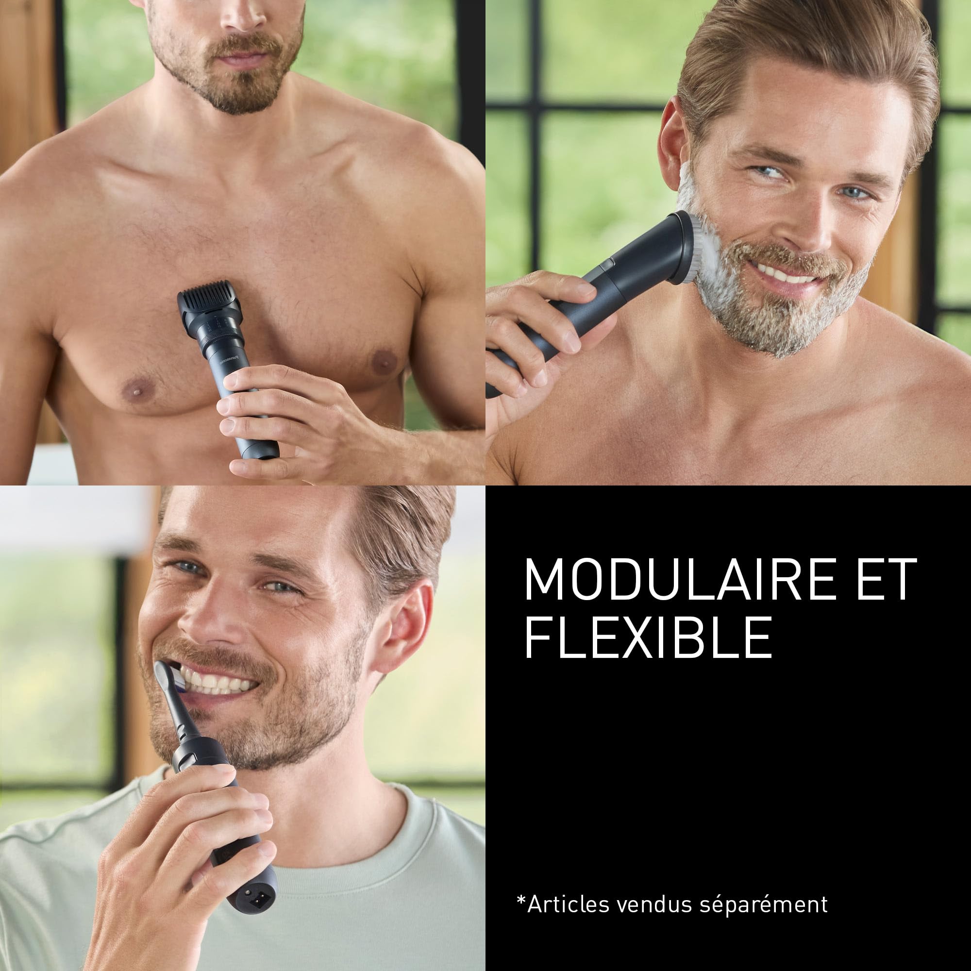 Panasonic MULTISHAPE – système modulaire de soins corps, cheveux et visage - ER-CTW1 : Tête tondeuse pour barbe, cheveux et corps, Noir