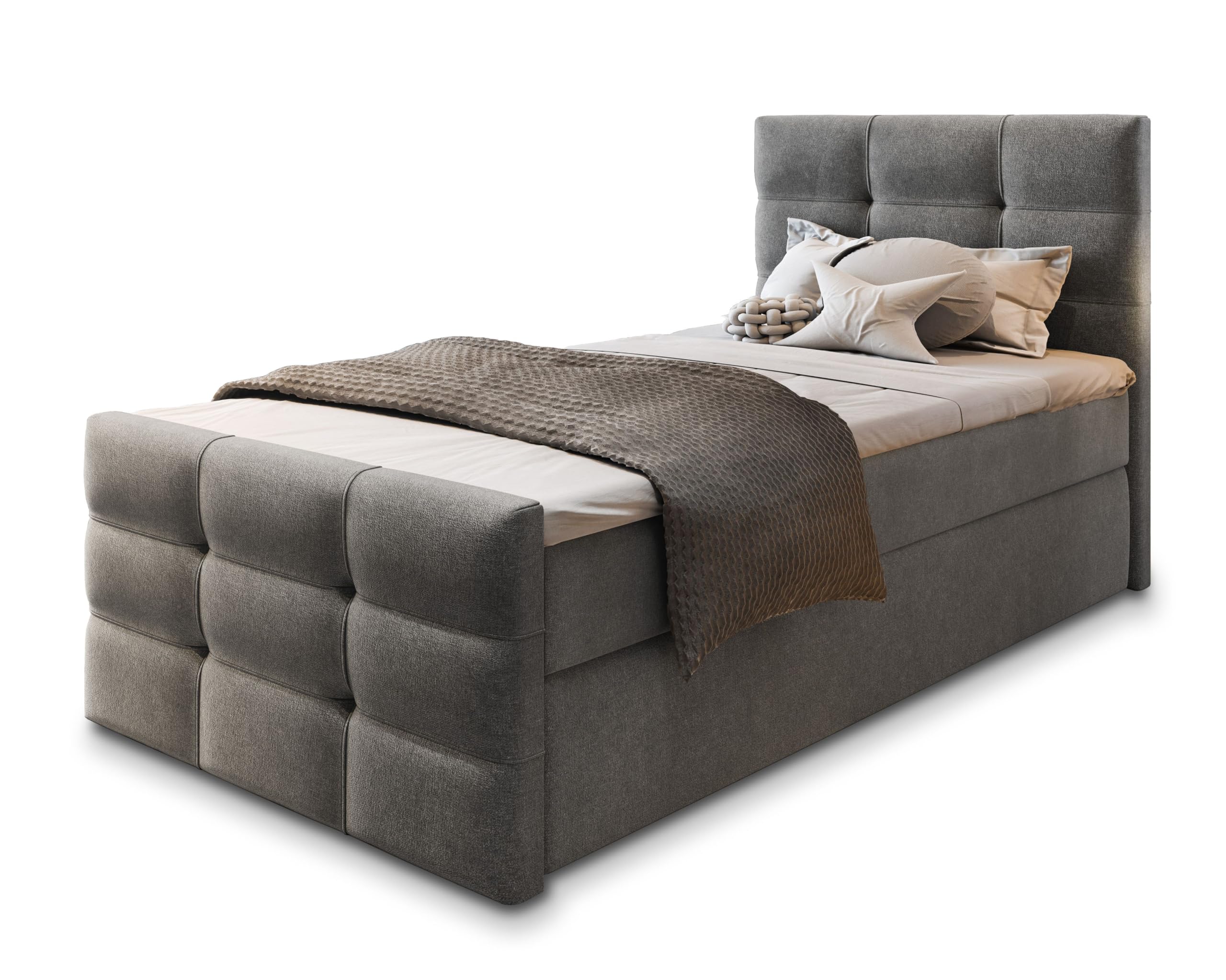 MASSENO Boxbett mit Bettkasten Amon, grau