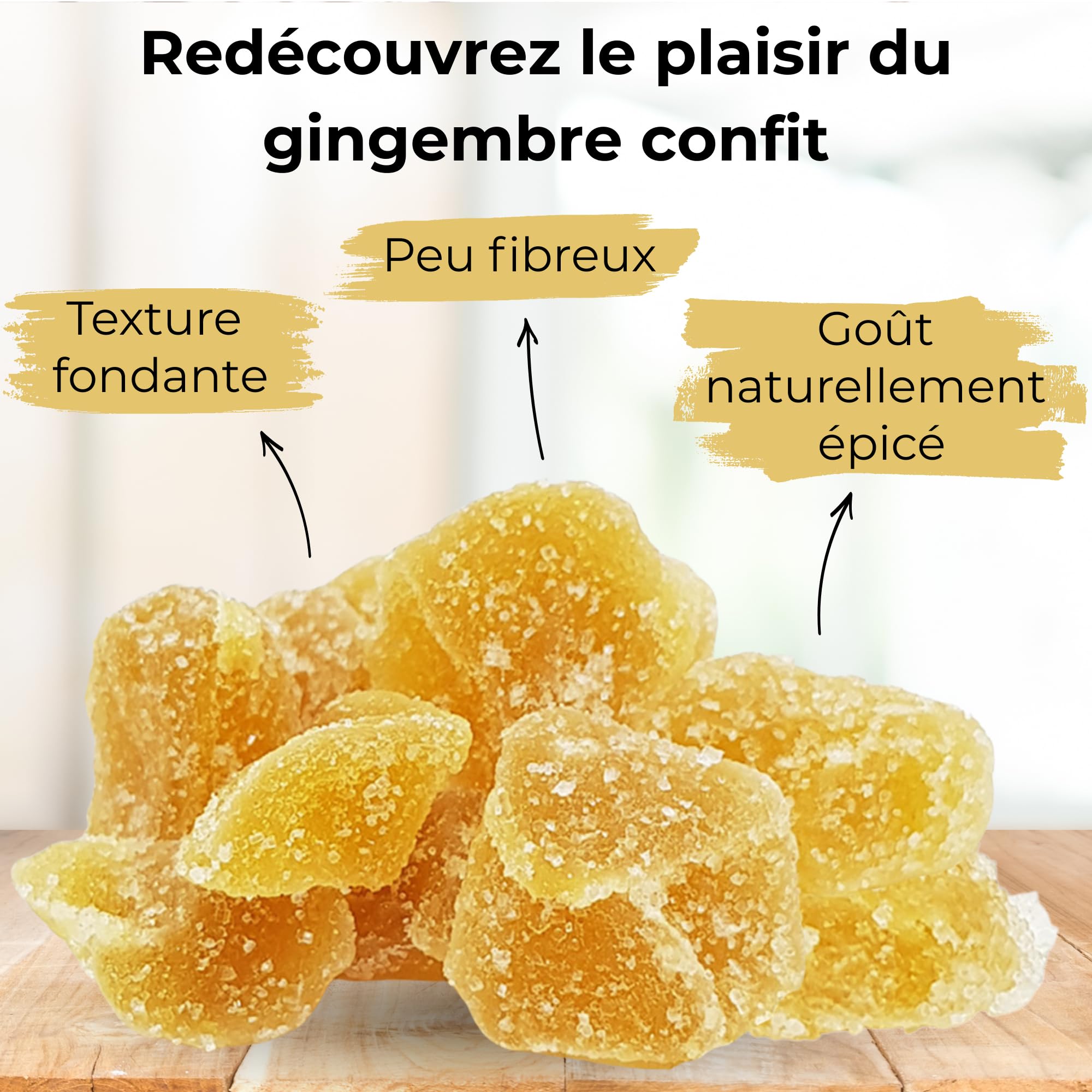 [MA] bio-épicerie - Gingembre confit BIO en cubes 870 g – Sachet vrac – Gingembre confit sans conservateur – Format polyvalent pour cuisine, pâtisserie et recettes maison