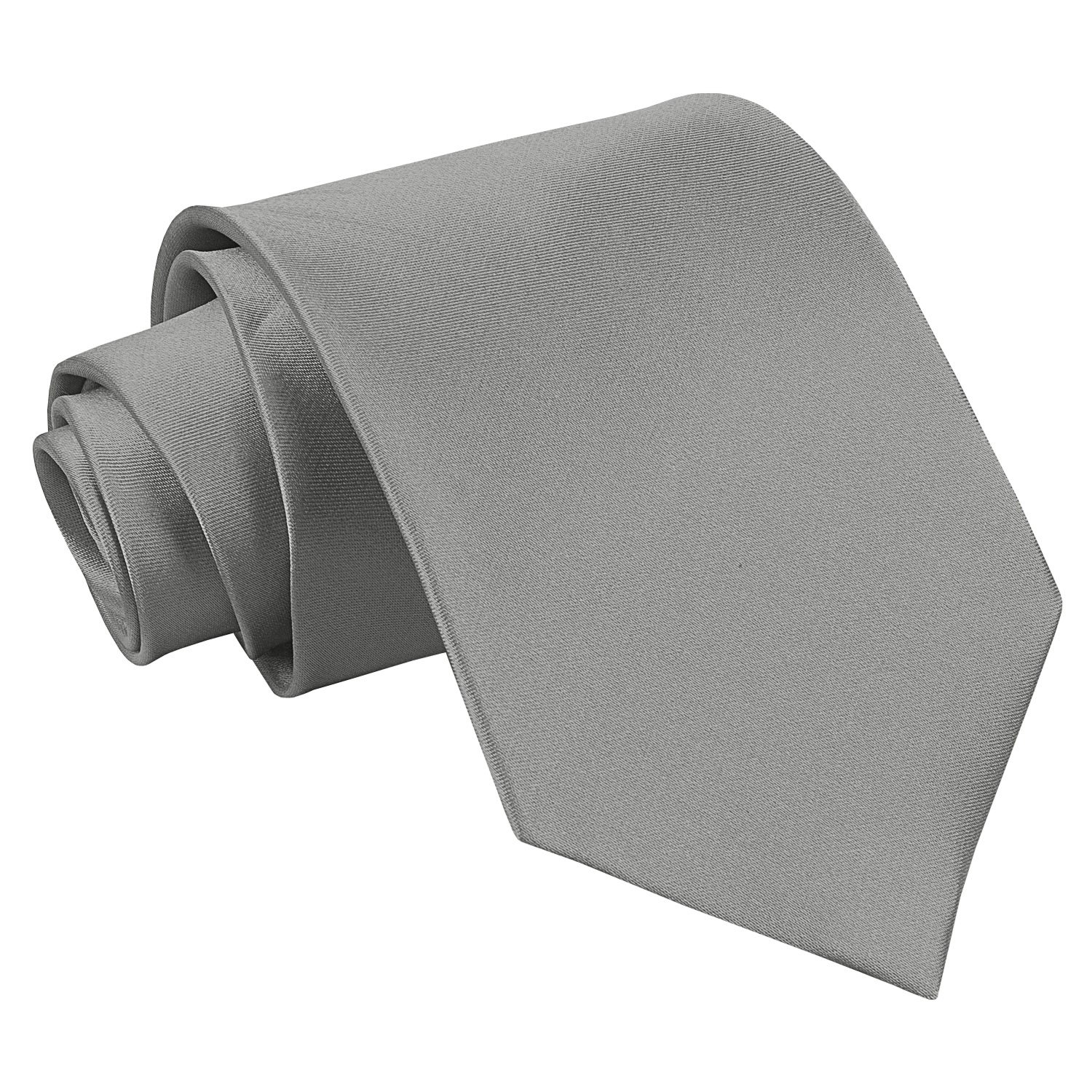 DQT Mens Plain Satin Extra Long Tie – 9cm Classic Necktie for Wedding Business & Formal Wear - Platinum