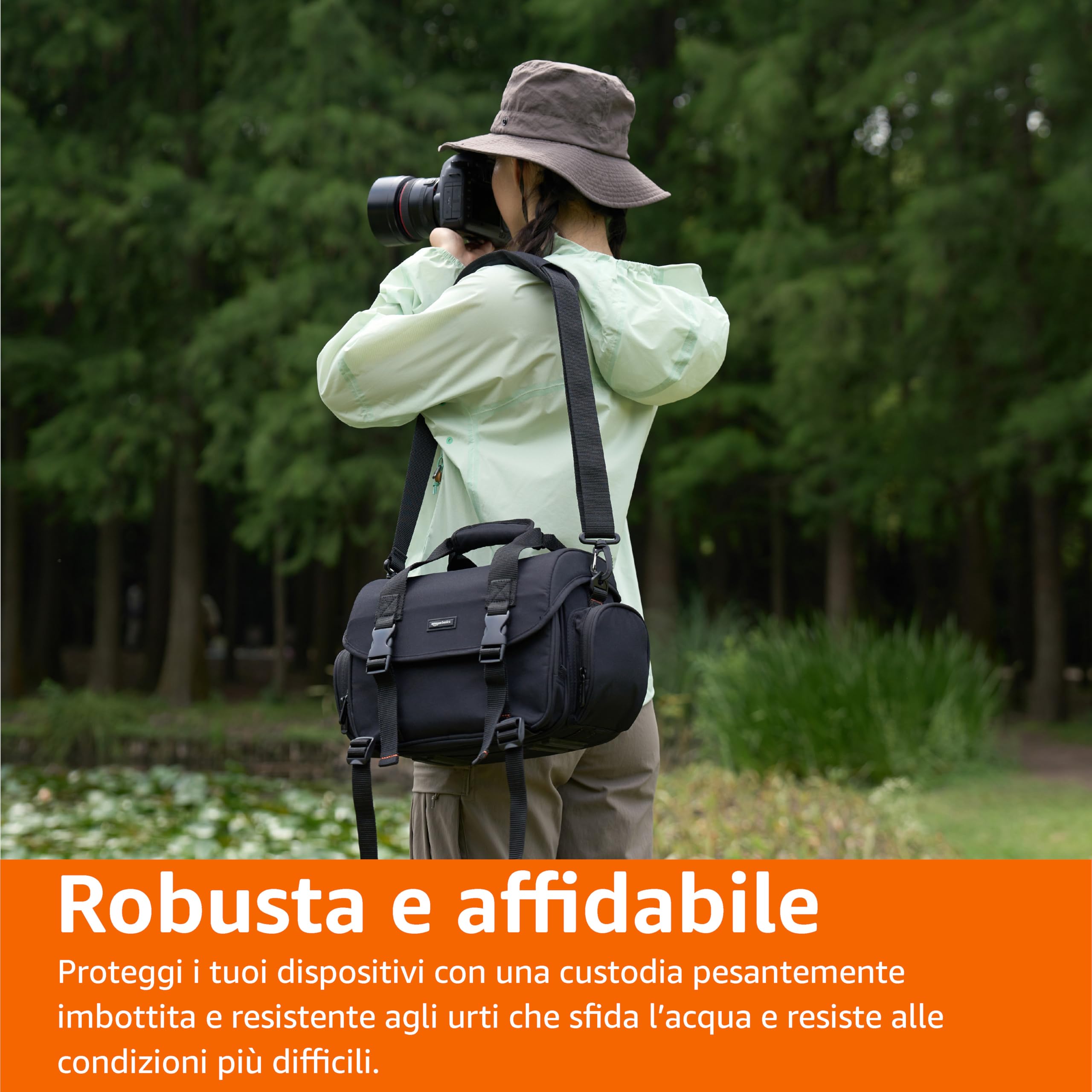 Amazon Basics Bolsa de Hombro para Cámara SLR Grande, Negro/Gris