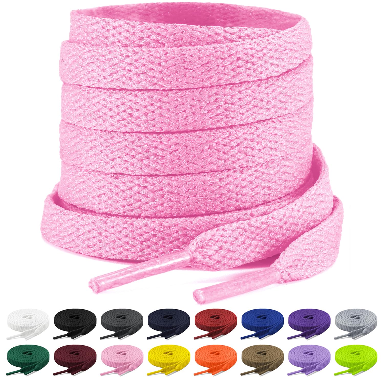 Shecret 2 Paar Flache Schnürsenkel, 8mm Breite Schnürsenkel, Flache Schnürsenkel Ersatz Reißfeste Schuhbänder für Turnschuhe, Laufen, Erwachsene, Kinder, Polyester