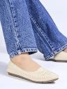 Duosoft Comfort Walk Women's Perforated Leather Flats, Tan, Hand-Stitched, Breathable & Lightweight, Cushioned Insole, Flexible Sole (White, UK Footwear Size System, Adult, Women, Numeric, Medium, 8) gallery image