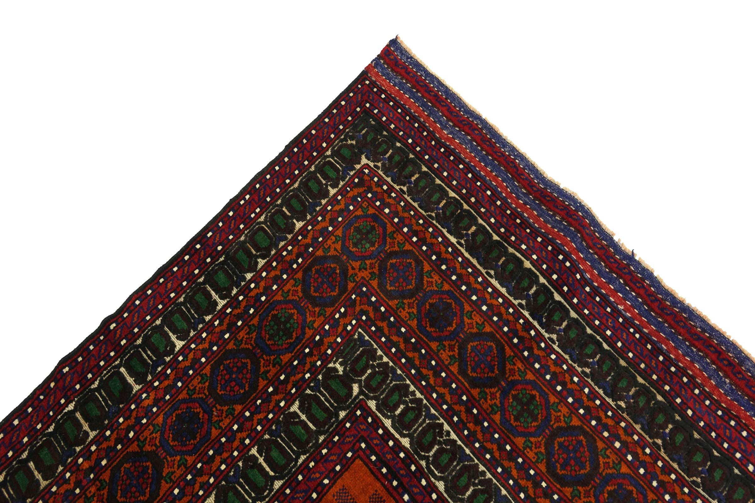 Tapis Afghan Tissé Main 88x151 Cm - 100% Laine - Motif Géométrique Oriental