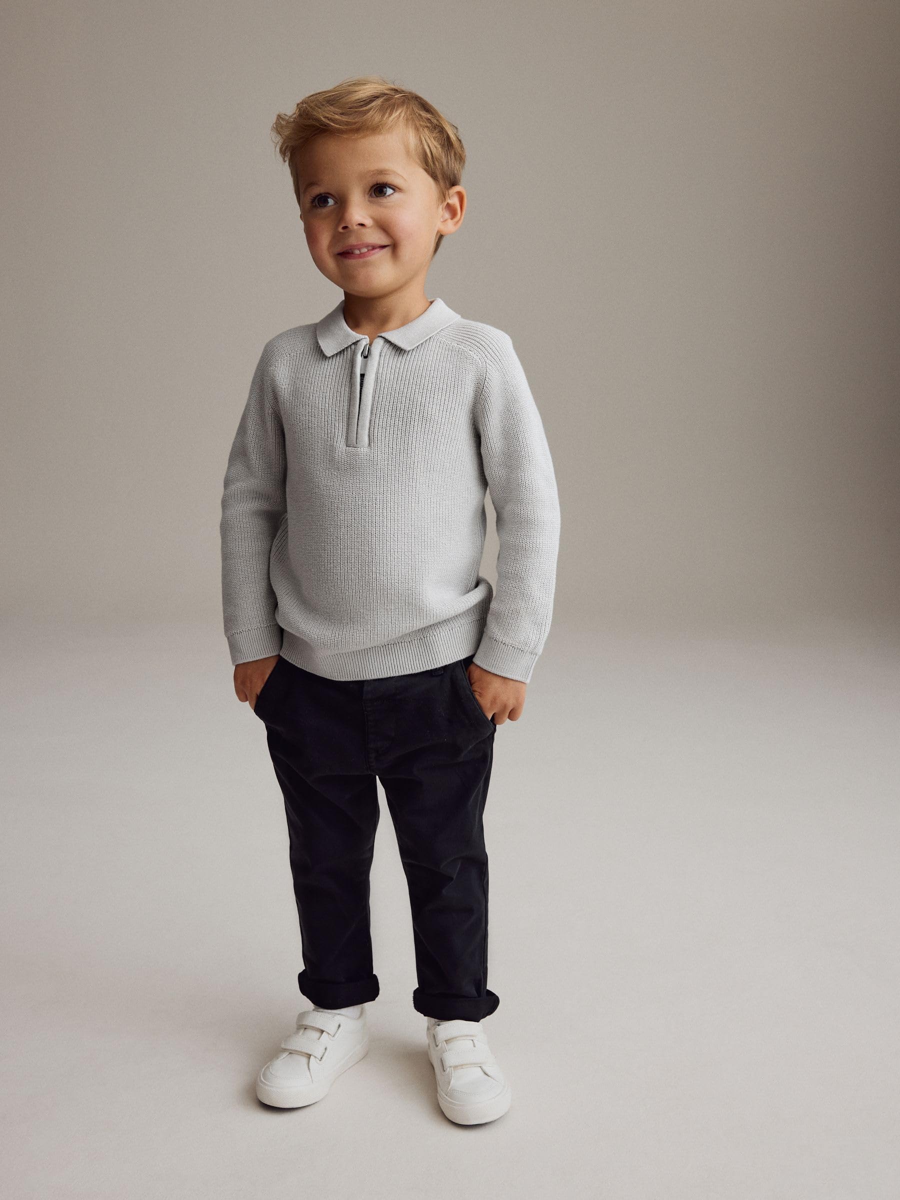 NEXT Jungen Standard Strick-Poloshirt mit Langen Ärmeln und RV-Kragen 62-122