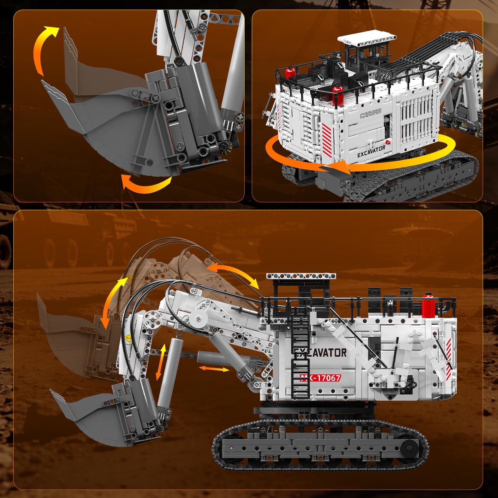 Mould King 17067 - Set di costruzione di gru cingolate per impieghi gravosi motorizzati - Kit di modelli di ingegneria meccanica avanzata con app e telecomando, progetto MOC per veicoli da costruzione