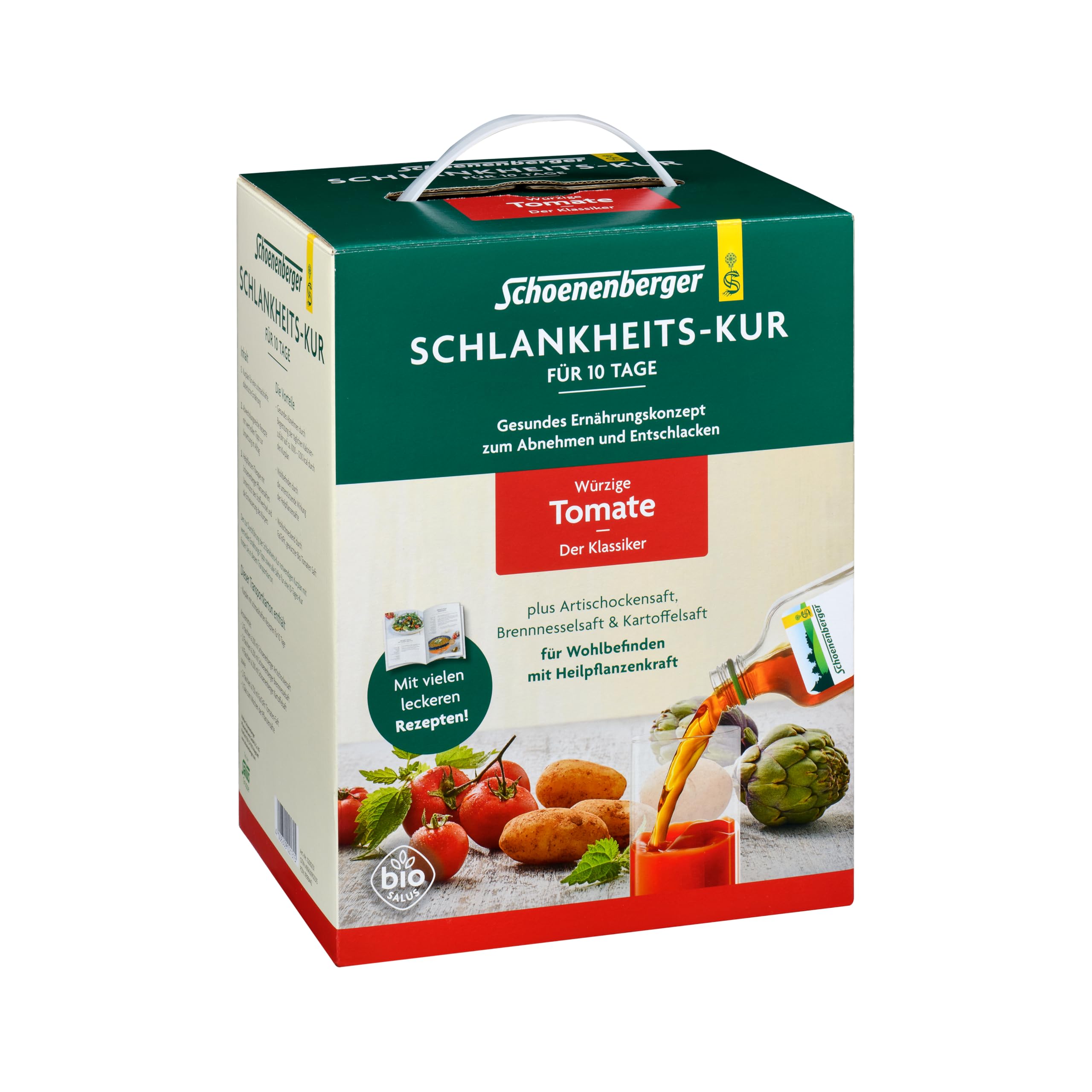 Schoenenberger - Schlankheits-Kur "Würzige Tomate - Der Klassiker" - Set mit Tomaten-, Artischocken-, Brennnessel- & Kartoffelsaft - gesundes Ernährungskonzept zum Abnehmen - Saftkur für 10 Tage - bio