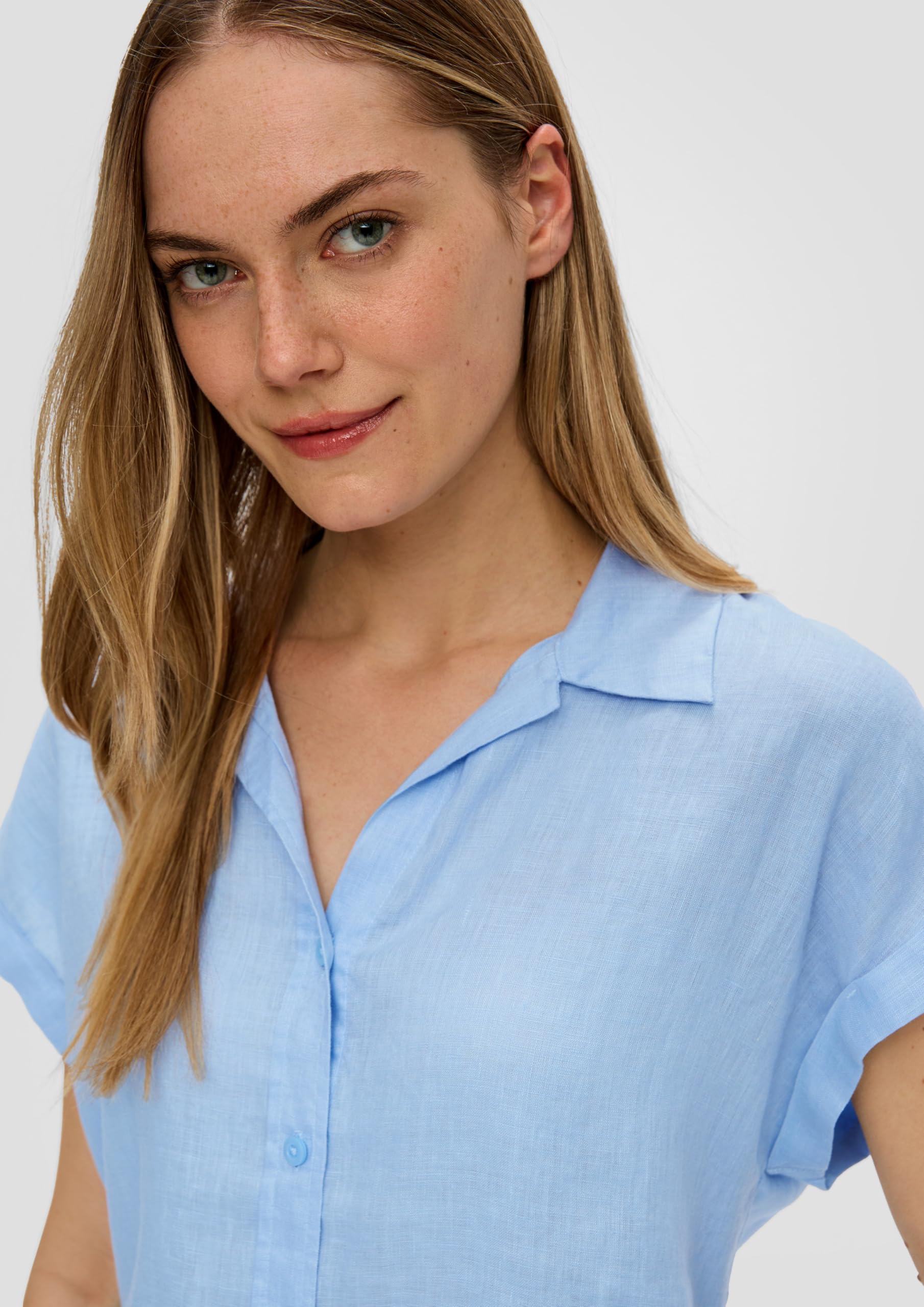 s.Oliver 2147437 Camicia in Lino, Maniche Corte Donna (Pacco da 1)