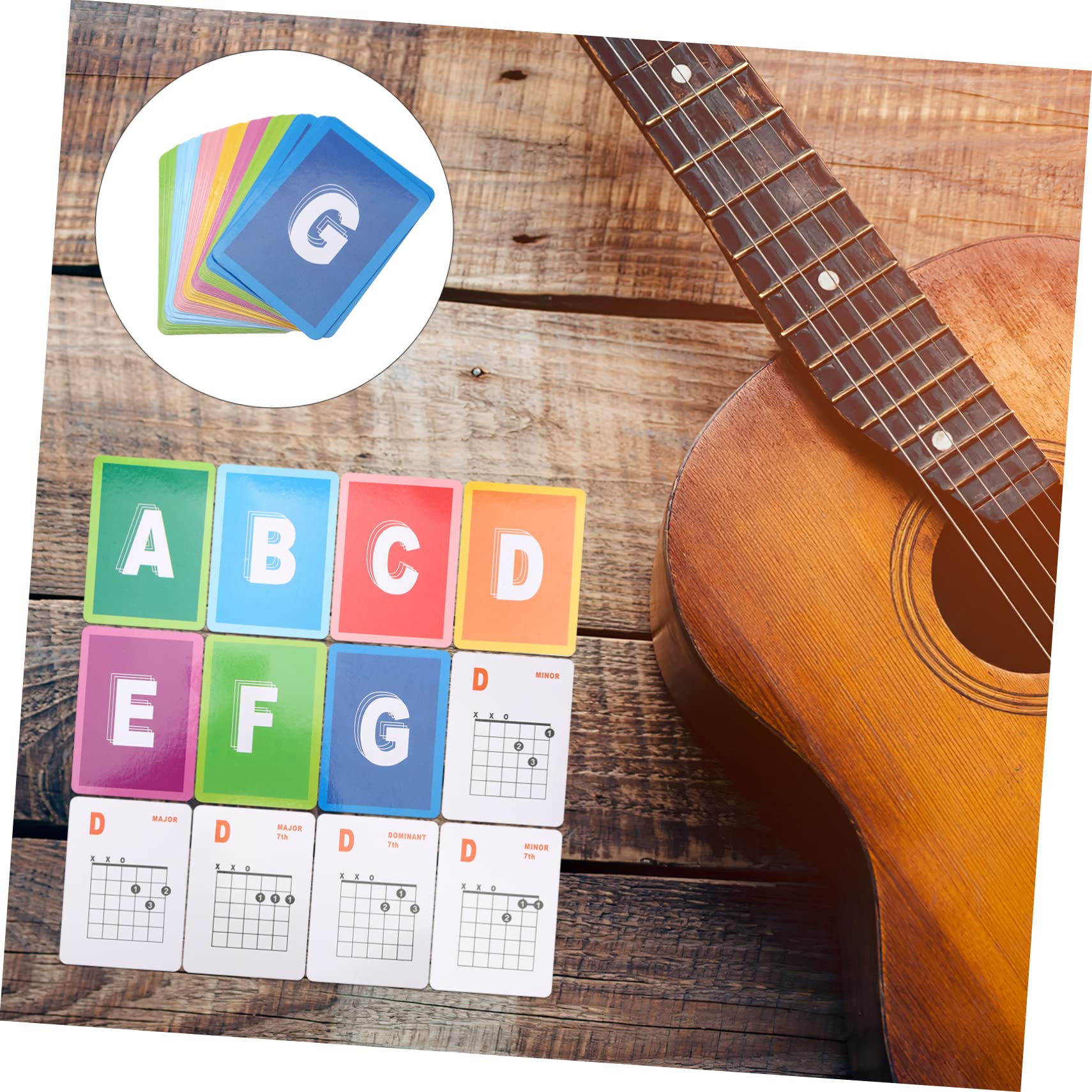 BESTonZON Guitar Learning Chord Chart Kit 49 Chord Cards Music Chords Poster Guitar Note Chart for Beginner Guitarists Sturdy and Bright Printing