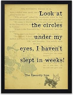 Wizard of Oz Book Quote Print - Lack of Sleep Quotes - Funny Quotes - Typography Wall Art - Home Decor - Cowardly Lion Quote - Frame Not Included