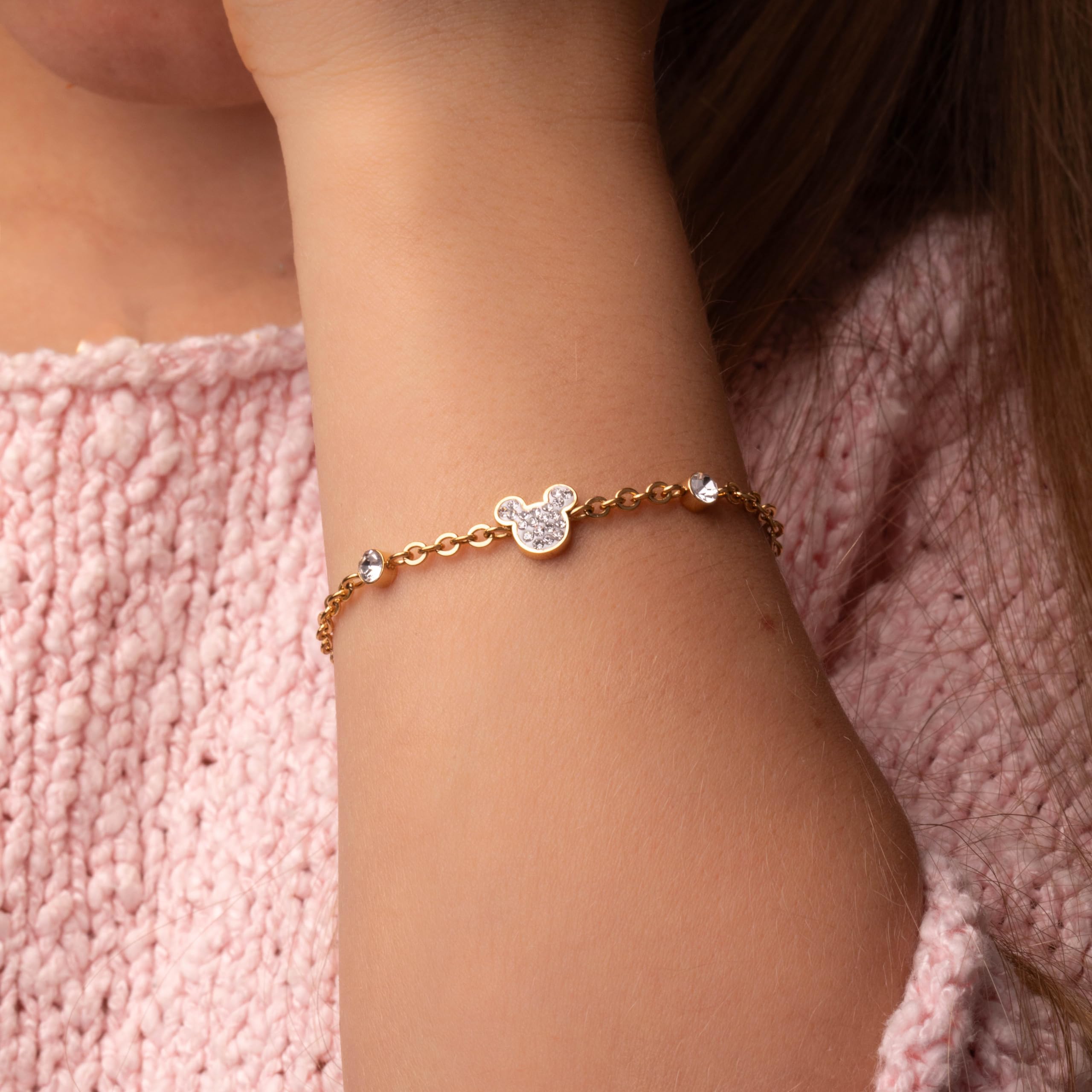 Disney Armband Mickey Mouse, Edelstahl und Zirkonia für Kinder und Mädchen, Disney-Schmuck