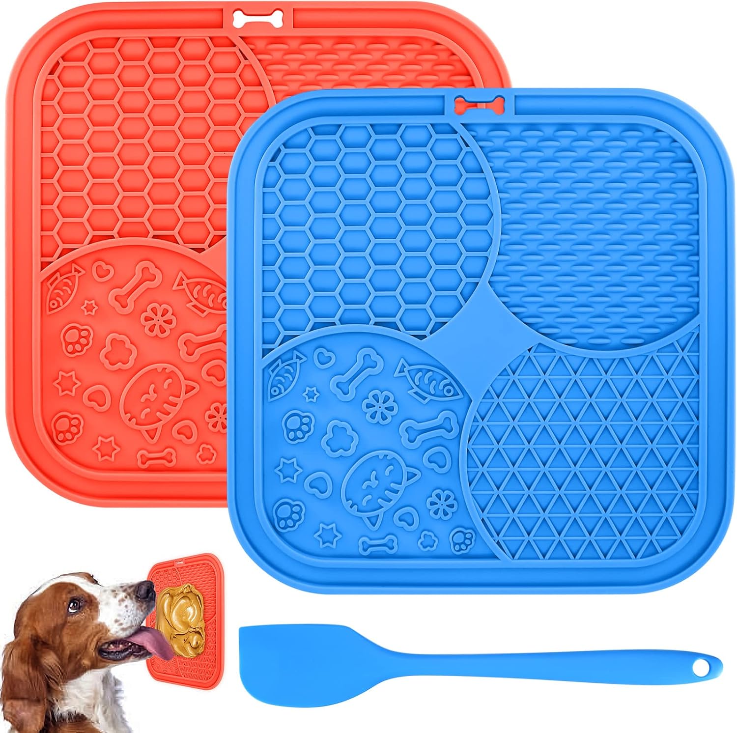 2 Piezas Alfombrilla para Lamer Perros, Lick Mat para Perros y Gatos, Almohadillas para Lamer con Ventosa, Alfombrillas para Lamer para Bañarse, Arreglarse, Entrenar, Cuidado de Garras