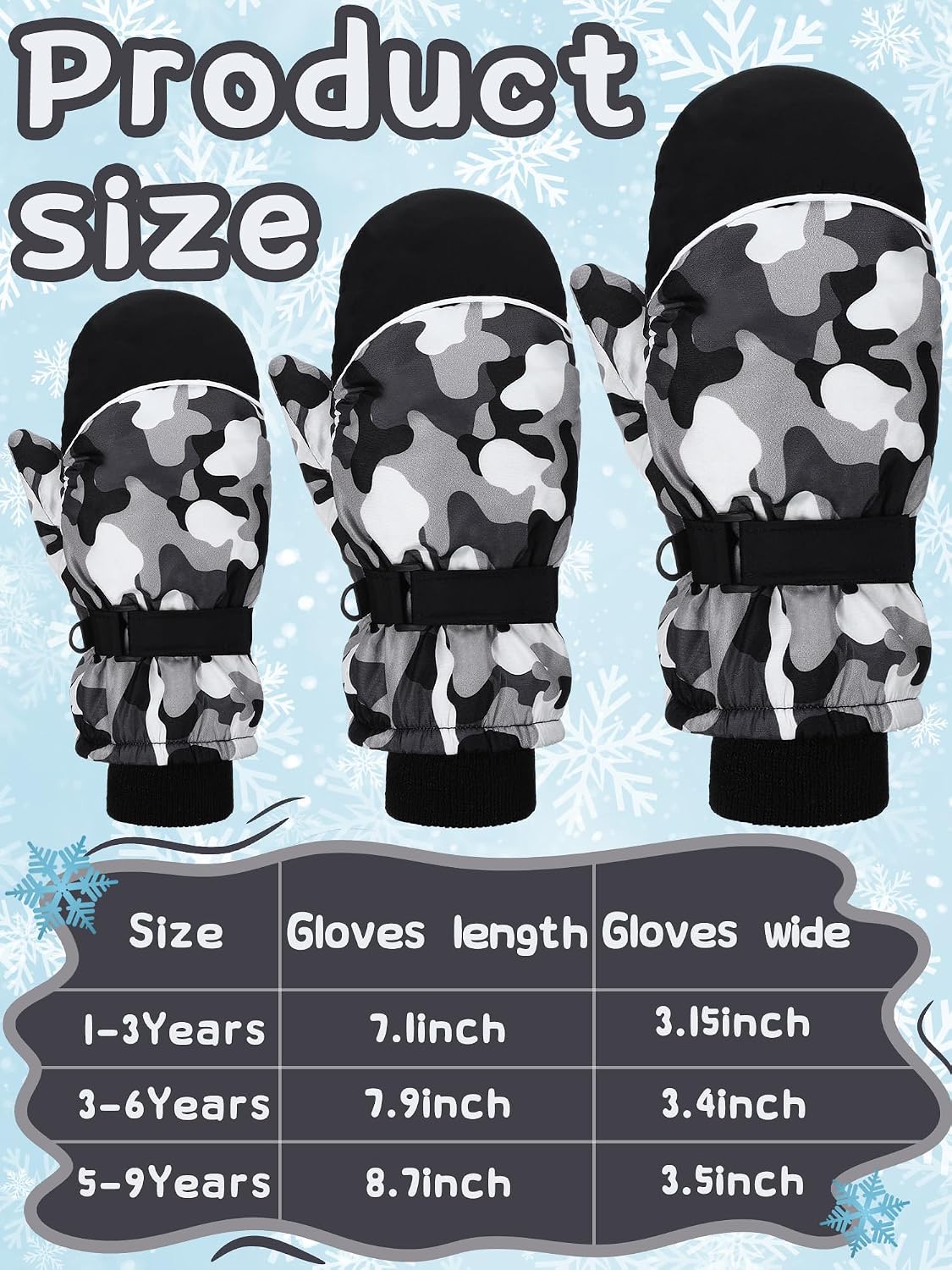 SATINIOR 2/6 Pairs Winter Snow Mittens Kids Toddlers Waterproof Warm Ski Gloves for Boys Girls Children Toddlers Baby