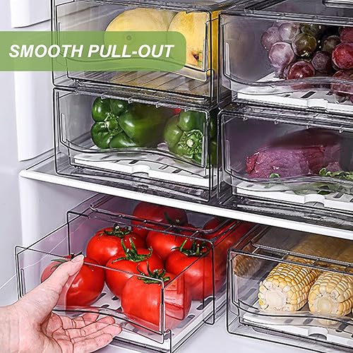Miniatura 2 de Yatmung Contenedor organizador de refrigerador con sistema de ventilación, cajones de almacenamiento extraíbles transparentes para refrigerador,