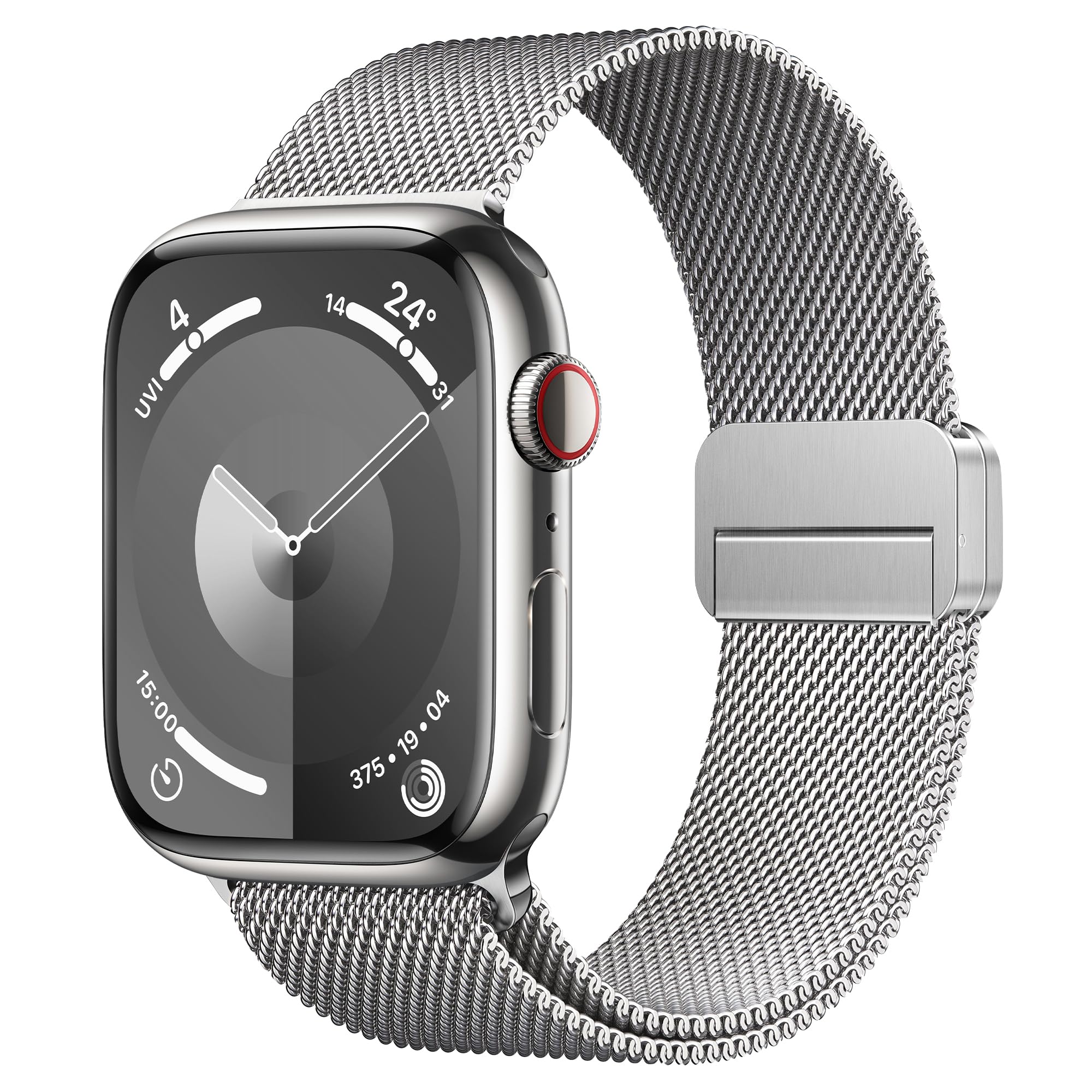 Compatible with Apple Watch Band 38mm 40mm 41mm 42mm 44mm 45mm 49mm, Stainless Steel Loop Strap Magnetic Clasp Bands for iwatch Series 9, Ultra 2, SE, Ultra 8 7 6 5 4 3 2 8, Women Men Silver 41MM