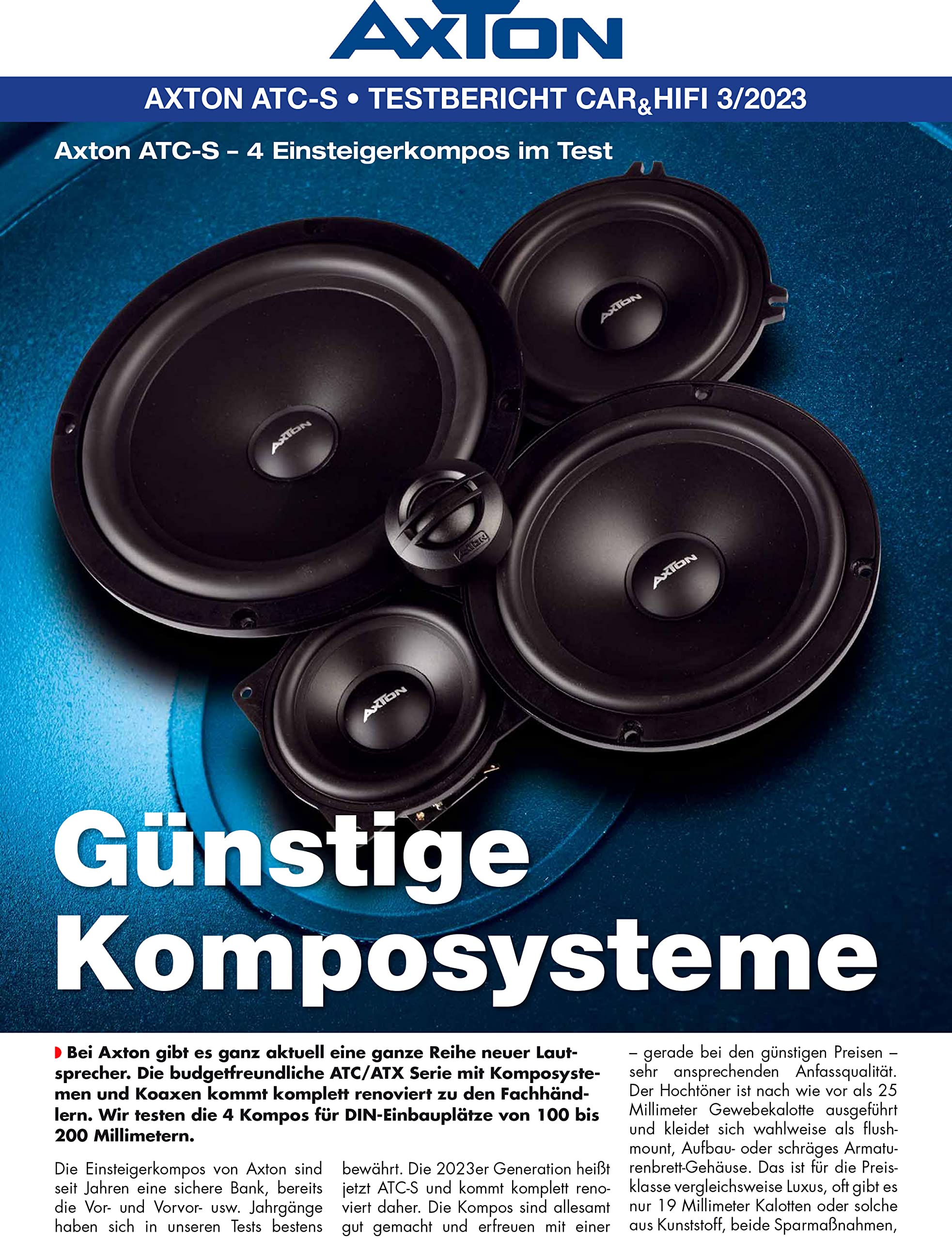 AXTON ATC130S – klangstarkes 13 cm / 5“ Komponenten System, 2-Wege Auto-Lautsprecher mit nur 43 mm Einbautiefe, Soundsystem mit 70 Watt RMS