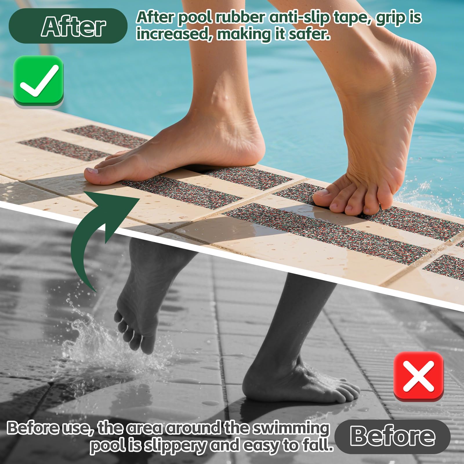 Cinta antideslizante de goma para piscina, 5 cm x 4,5 m, impermeable, antideslizante, ideal para la seguridad de los pies descalzos cerca de piscinas, escalones y rampas