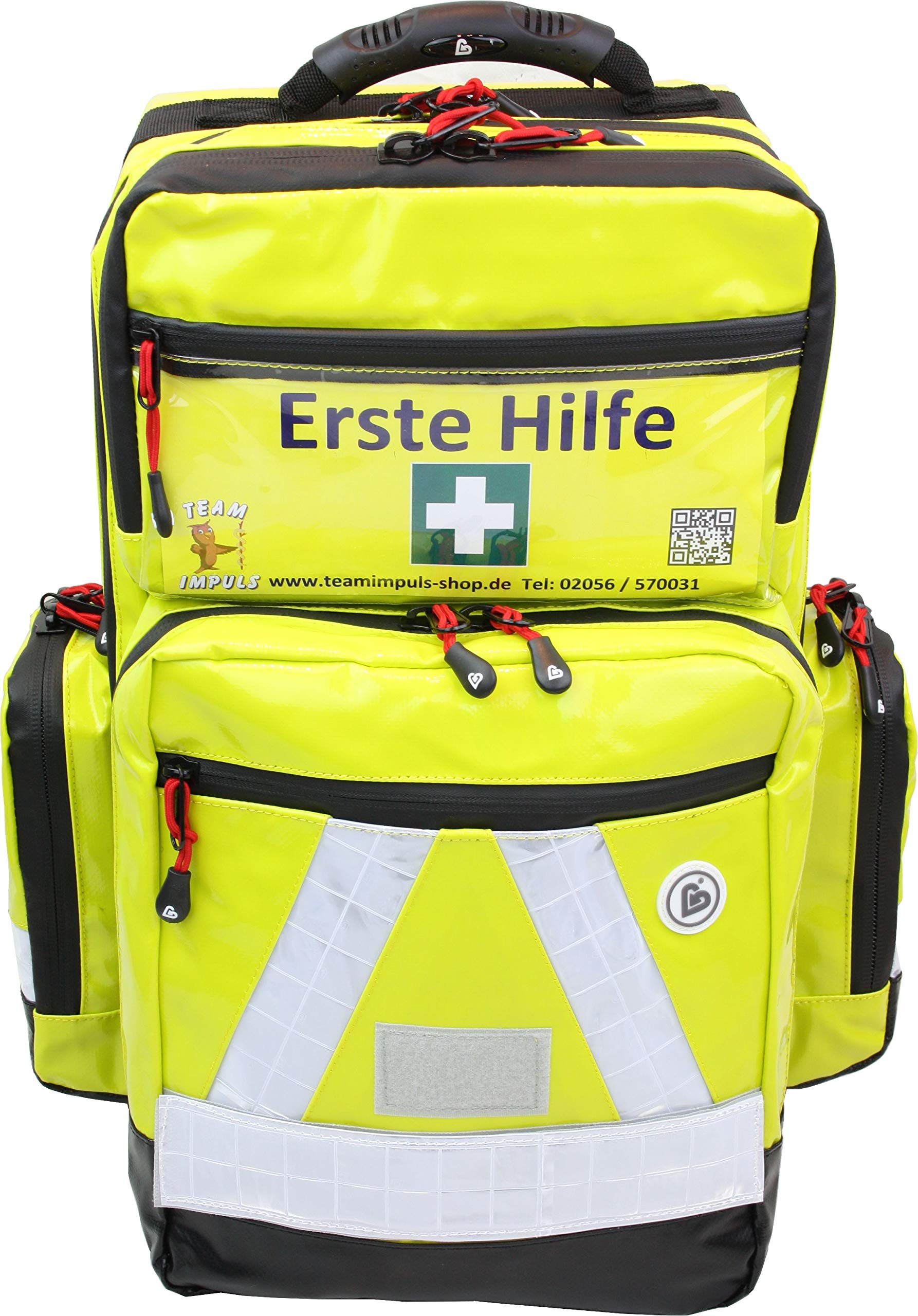 Erste Hilfe Notfallrucksack Waldarbeiten & Industrie mit Powerflarewarnleuchte aus Planenmaterial Waterstop