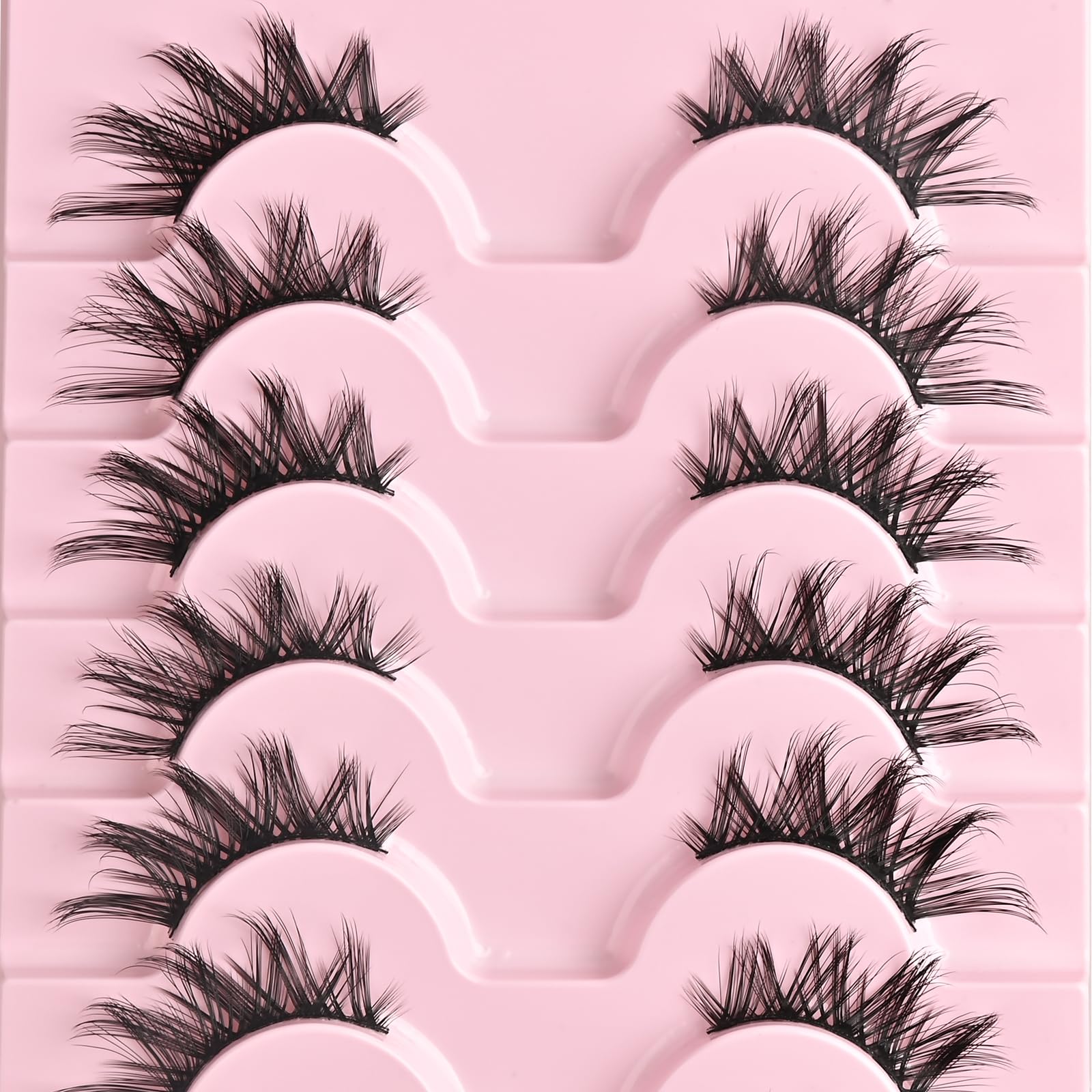 FARRED Halbe Wimpern, natürliche, künstliche Wimpern, Wispy Cat Eye-Streifen, Wimpern, 10 Paar, Kunstnerz, für tägliches Make-up (C10, 8–15 mm)