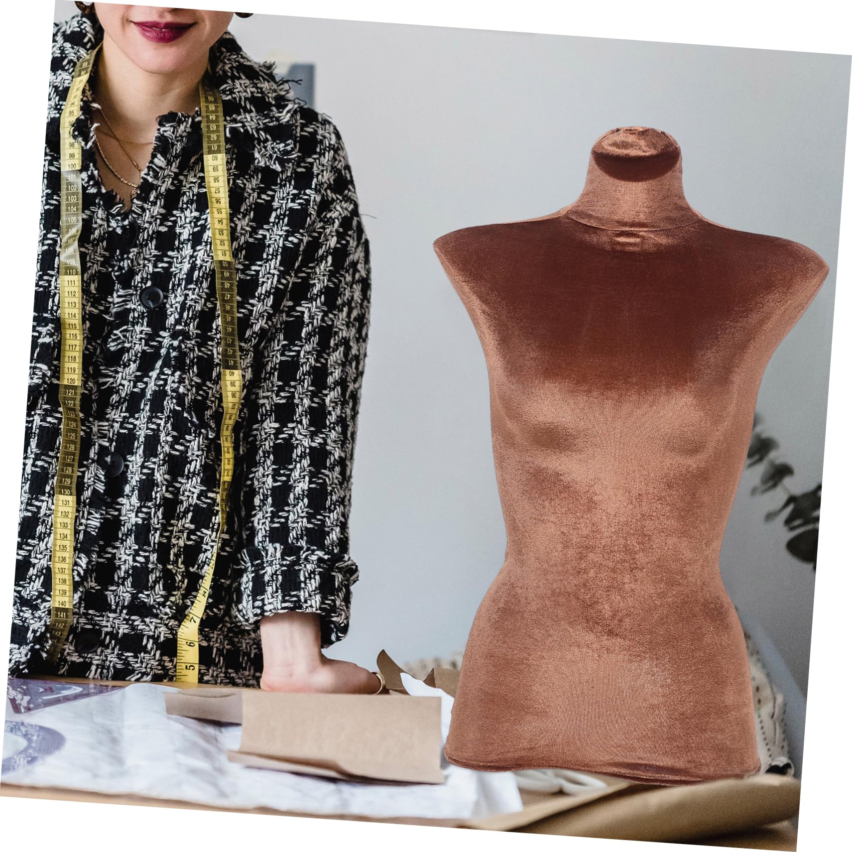 Holibanna Mannequin Bezug aus Kaffee Veloursstoff für Schneiderpuppe mit Austauschbarem Stoffbezug und Wiederverwendbarem Design für Schaufenster und Modepräsentationen