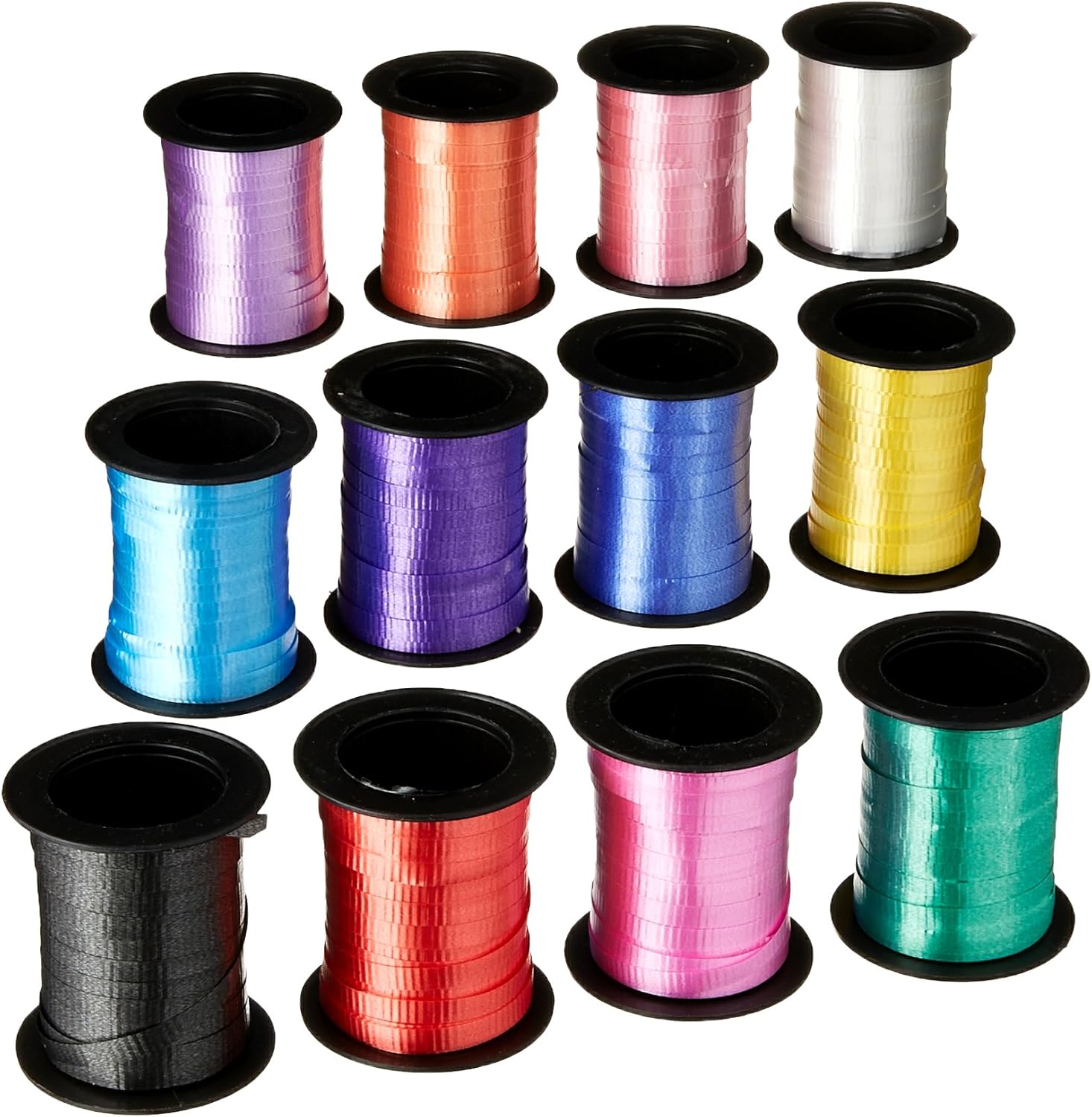 Fun Express Assorted Curling Ribbon Rolls - 60 Feet Per Roll - 12 Rolls Yellow / Blue / Pink, 3/16" Wide : Health & Household