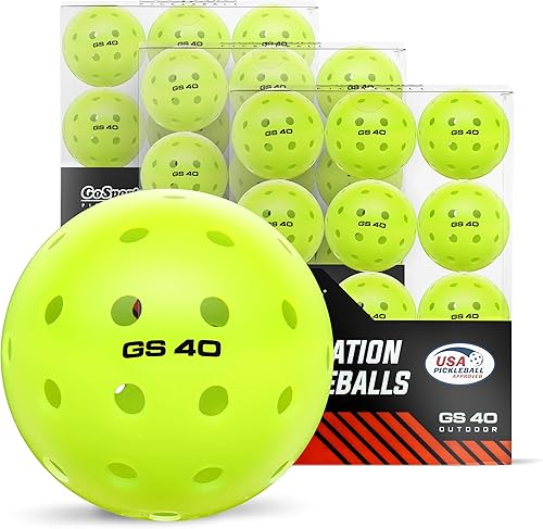GoSports GS 40 Pelotas de Pickleball - Paquete de 4, 12 o 36 pelotas de Pickleball reguladas aprobadas por USAPA