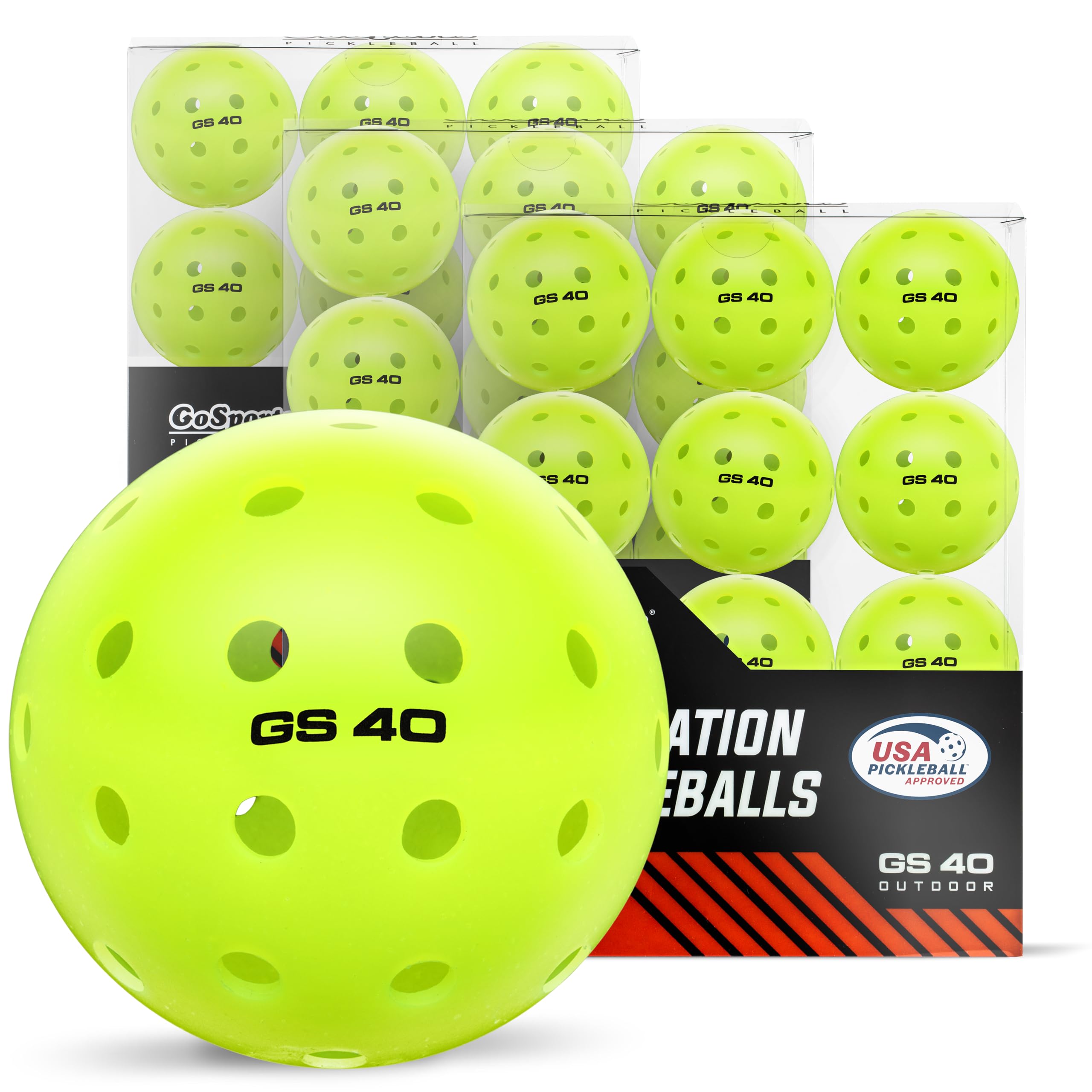 GS 40 Pickleball Balls - 4, 12, or 36 Pack of Regulation USAPA Pickleballs