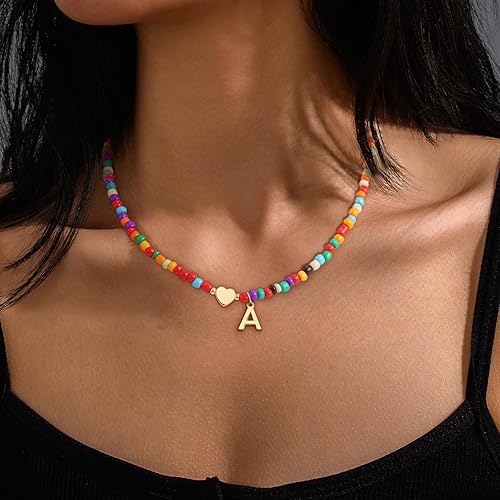 Miniatura 4 de Regalos de Navidad para nietos, adolescentes, niñas y mujeres, collar de cuentas coloridas con inicial, regalos de moda, gargantilla con letras