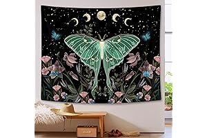 Drgilau Teal Moth Tapestry Wall Hanging