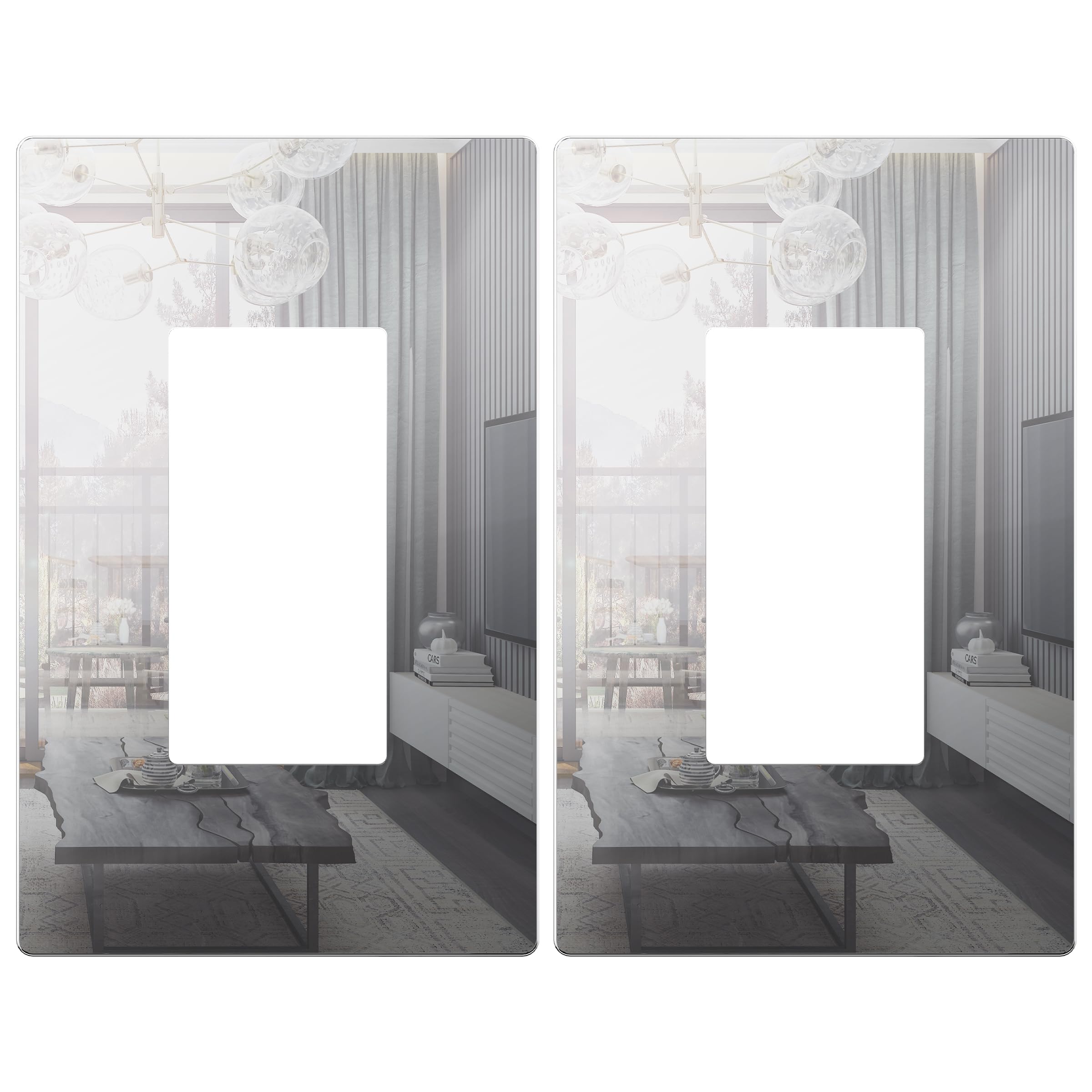 LIDER Decorator Wall Plate, Mid-Size 1-Gang, Mirror Glass Silver, 2-Pack