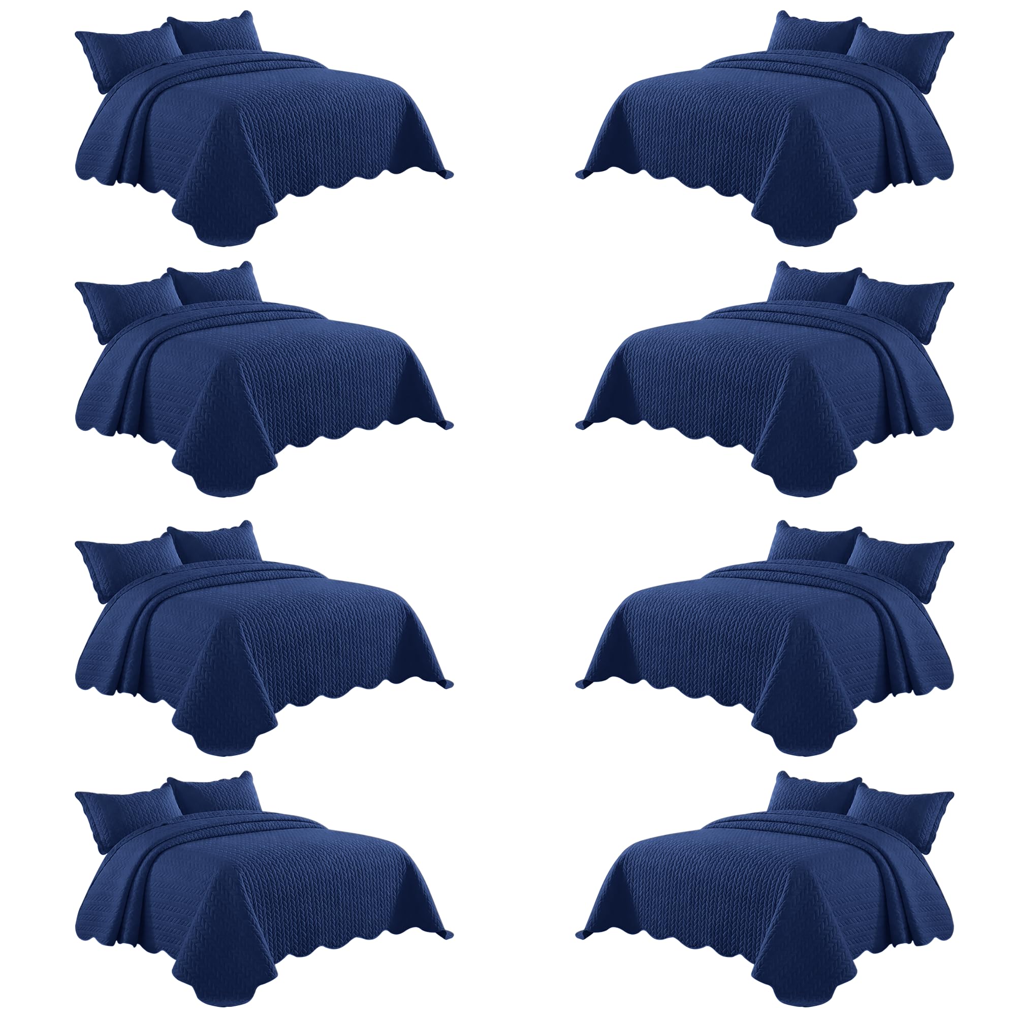 IR Imperial Rooms King Quilt Navy Leaf 8 Pack for Hotel Guest Bedroom
