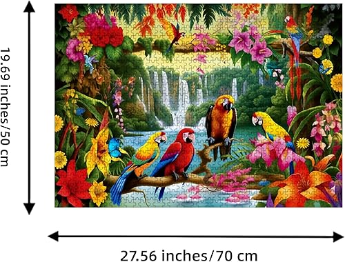 Miniatura 3 de Rompecabezas de 1000 piezas para adultos, rompecabezas de guacamayo de selva tropical, rompecabezas de regalo (loro, 1000 piezas)