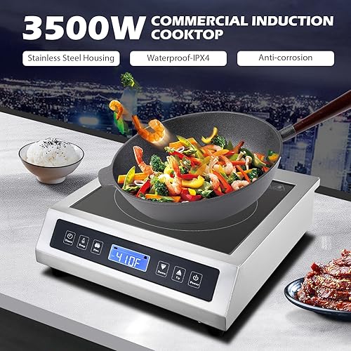 Miniatura 2 de Placa de inducción comercial, quemador eléctrico portátil para encimera con sensor táctil y pantalla LCD (3500 W220 V), cocina de inducción de grado