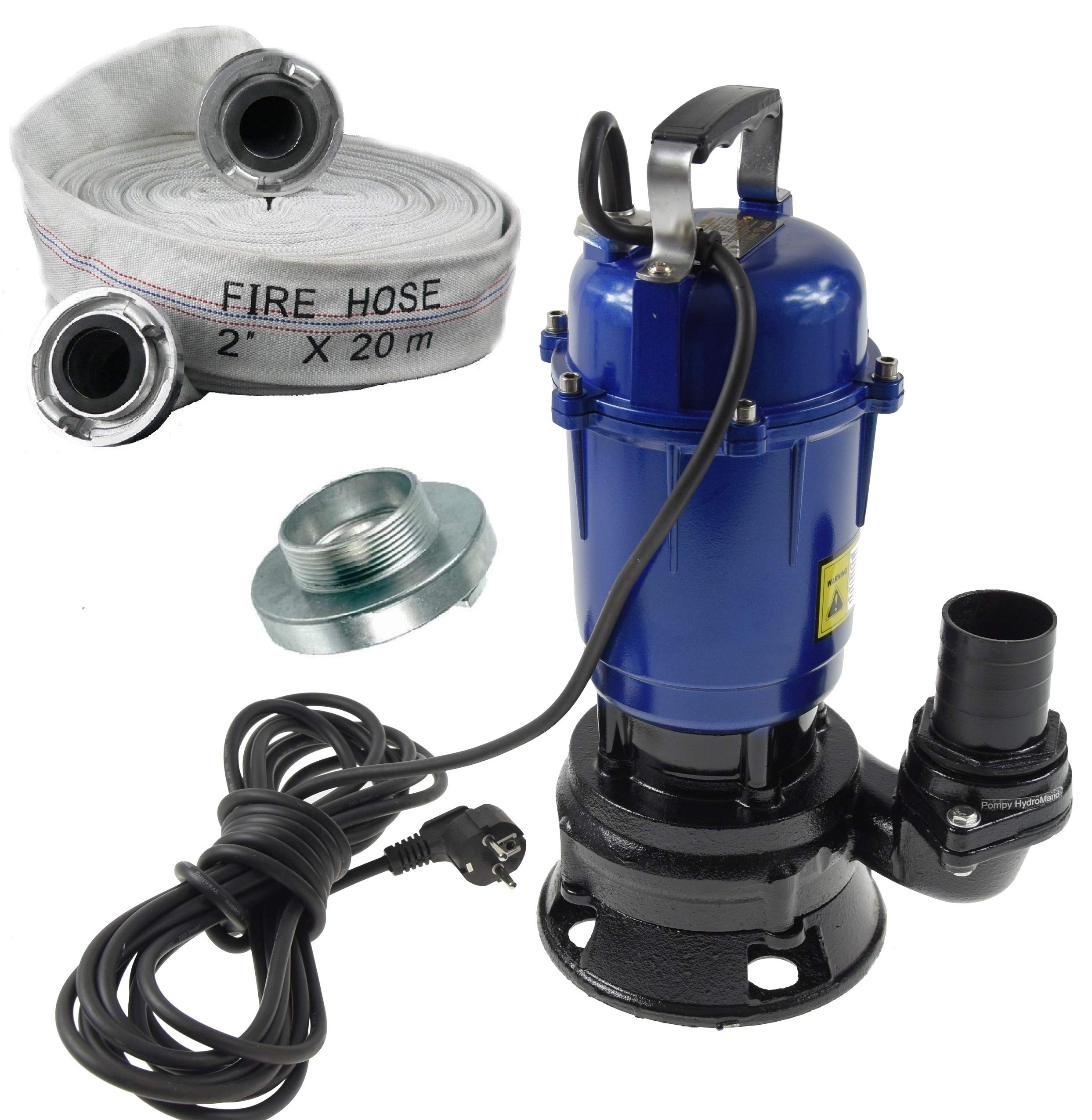 Pompe à matières fécales submersible pour eaux usées 0,55 kW 300 l/min avec tuyau C de 20 m sans flotteur
